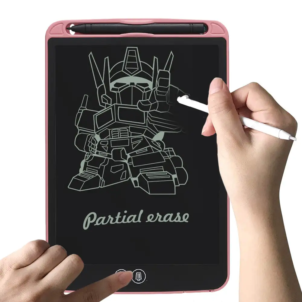 Tableta LCD portátil de dibujo y escritura de 12 pulgadas con borrado selectivo y bloqueo de borrado