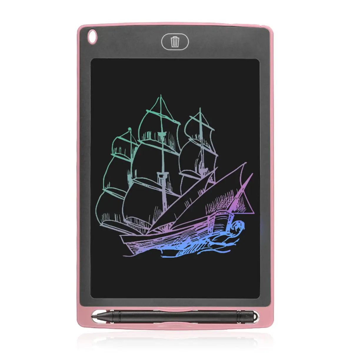 Tableta LCD portátil de dibujo y escritura de 8,5 pulgadas, con imanes de sujeción. Fondo multicolor.