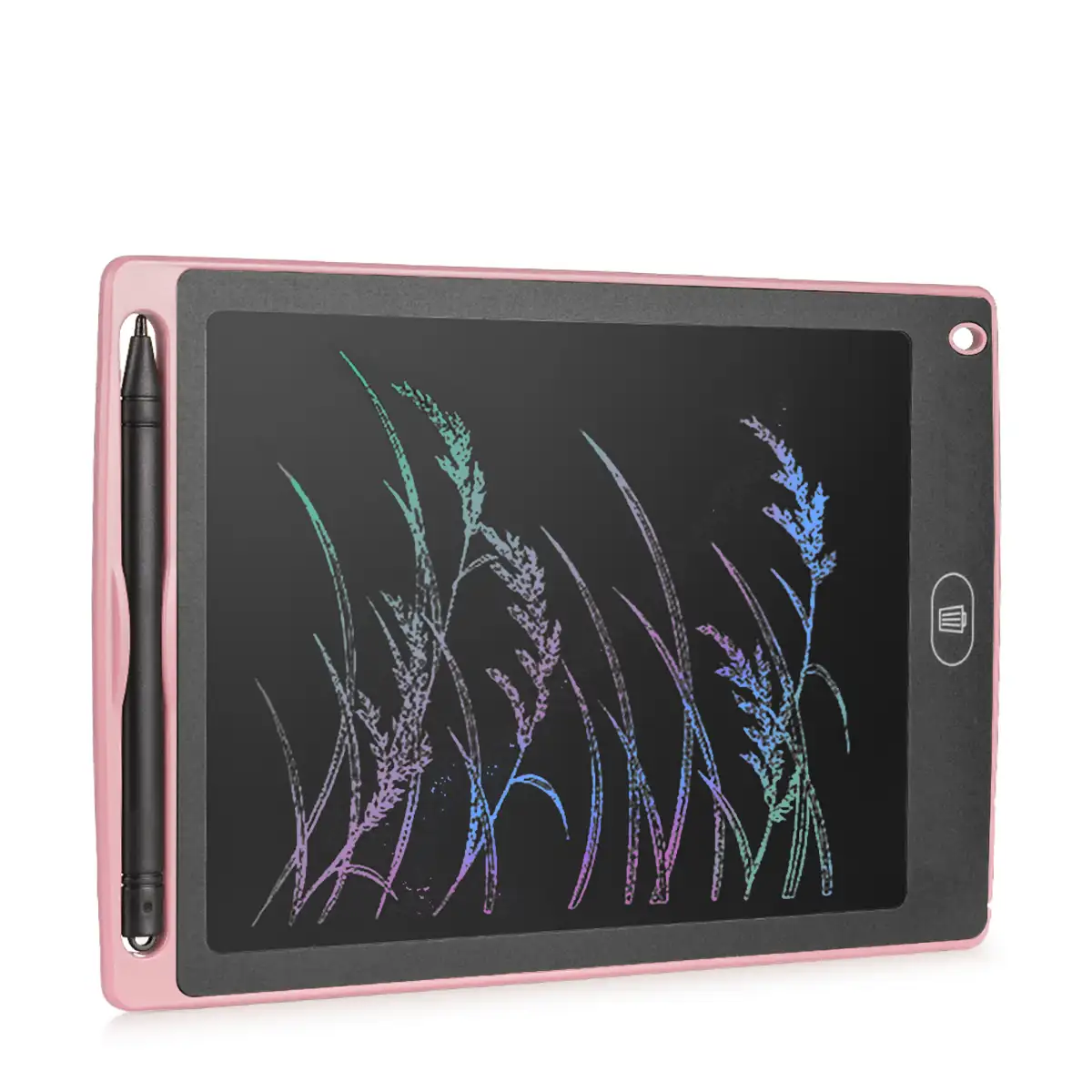 Tableta LCD portátil de dibujo y escritura de 8,5 pulgadas, con imanes de sujeción. Fondo multicolor.