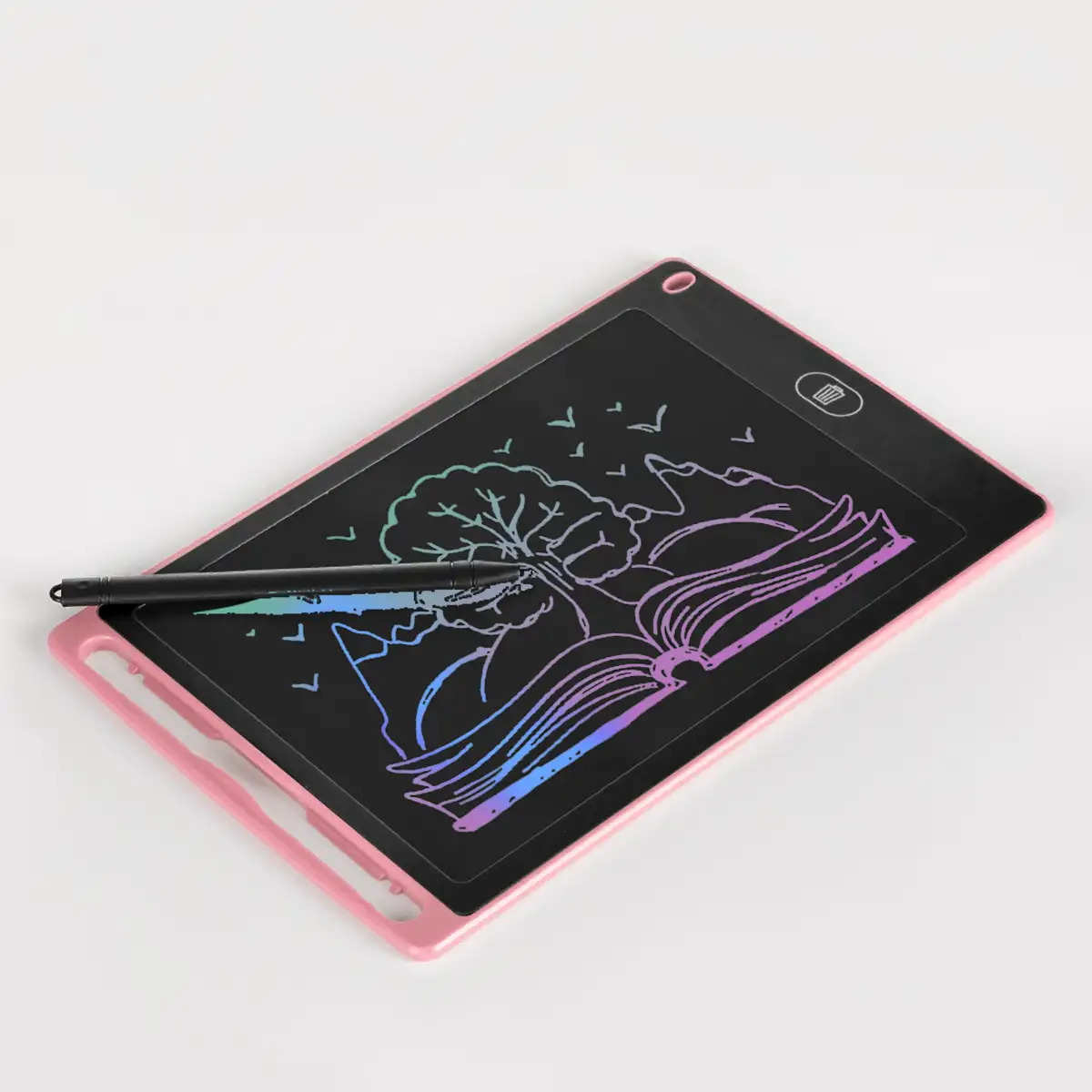 Tableta LCD portátil de dibujo y escritura de 8,5 pulgadas, con imanes de sujeción. Fondo multicolor.