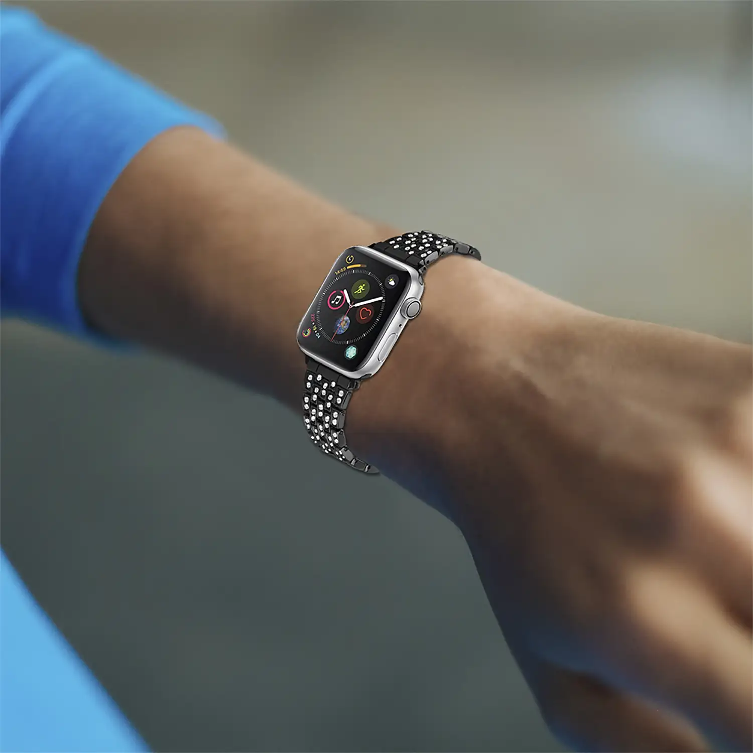 Correa de metal con brillantes Compatible Apple Watch 42/44/45/49mm