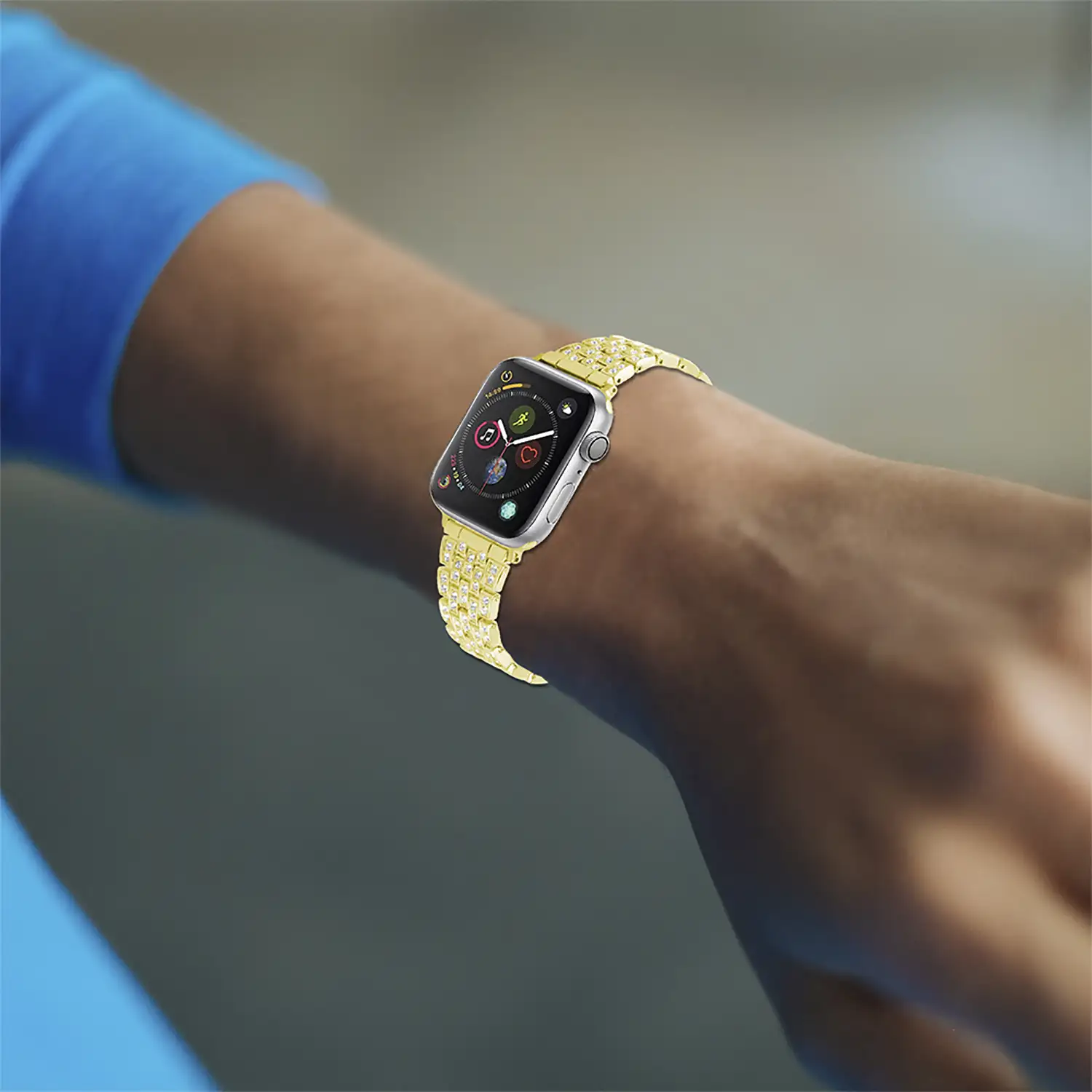 Correa de metal con brillantes Compatible Apple Watch 42/44/45/49mm