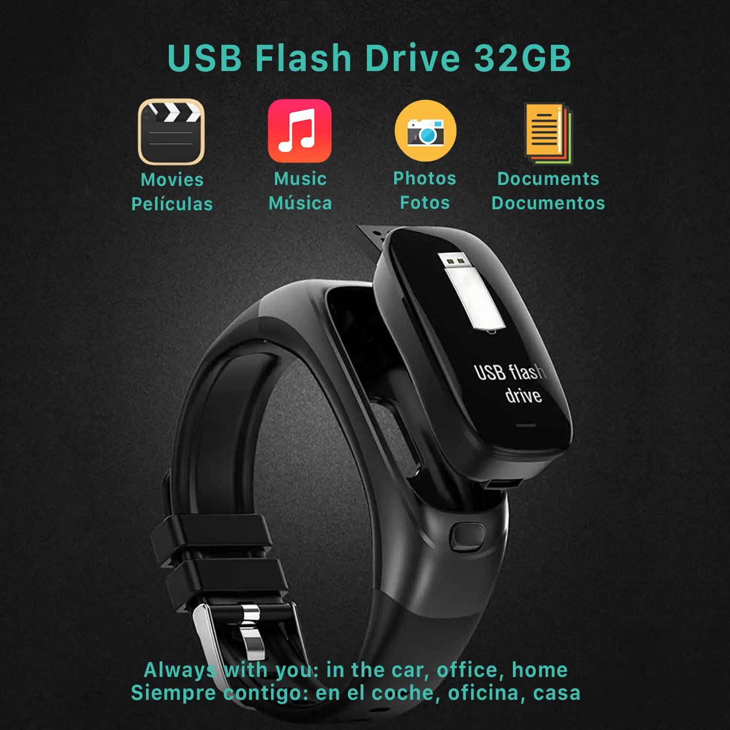 Brazalete inteligente CES12 con Pendrive incorporado 32GB, modo multideporte, sumergible