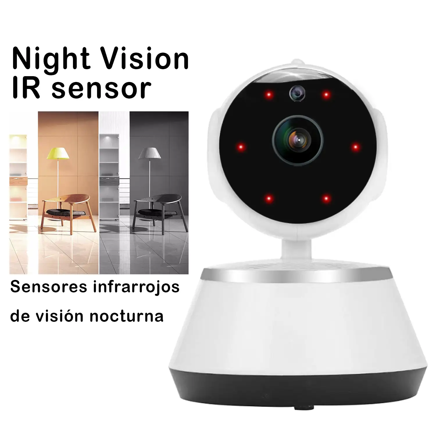 Cámara IP Wifi motorizada 360° HD 720P, visión nocturna, detector de movimiento