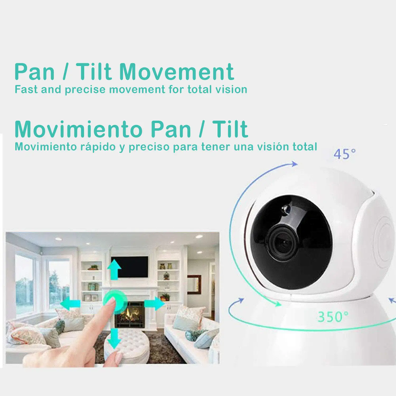 Cámara IP Wifi V7 motorizada 360° HD 720P, visión nocturna, detector de movimiento y seguimiento inteligente