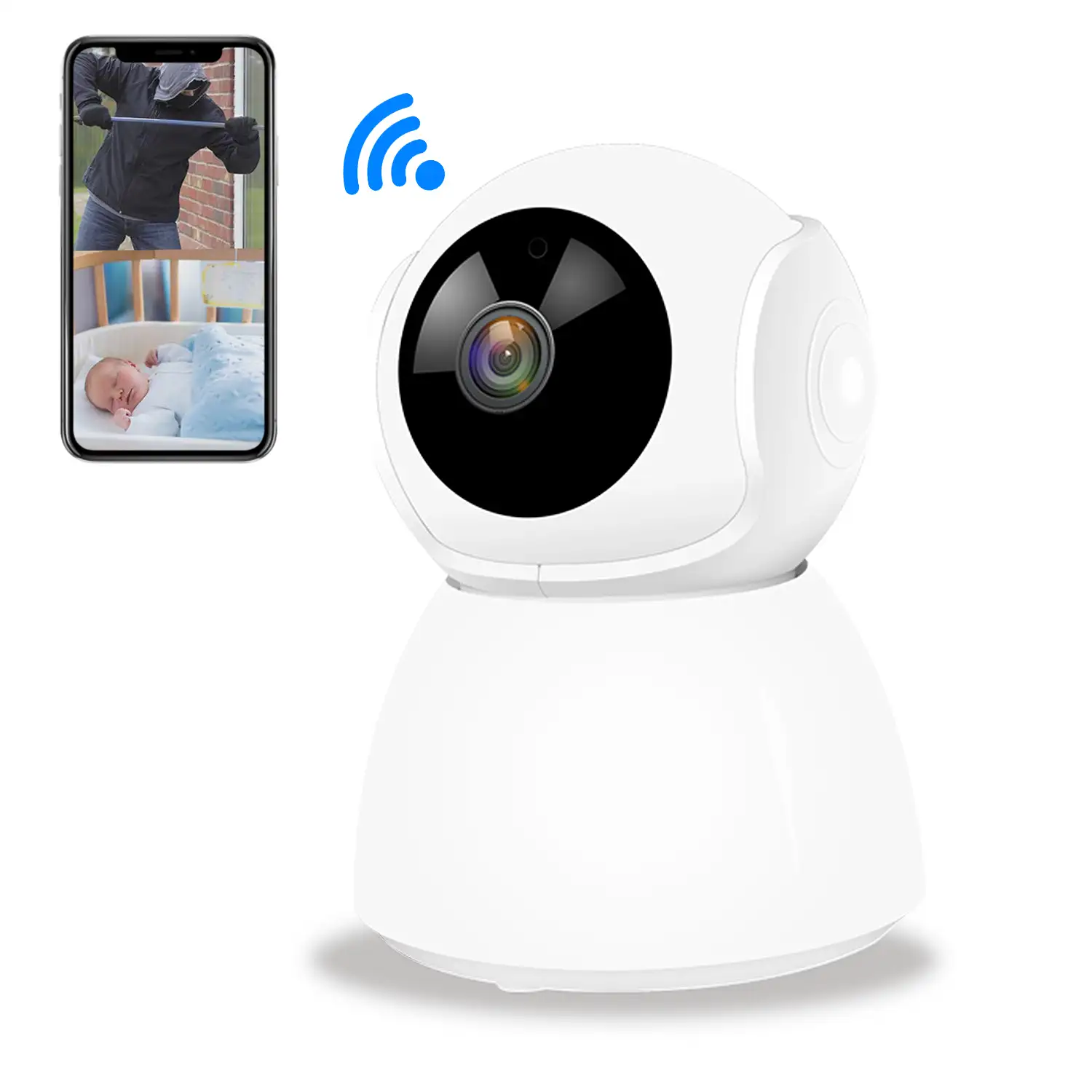 Cámara IP Wifi V7 motorizada 360° HD 720P, visión nocturna, detector de movimiento y seguimiento inteligente