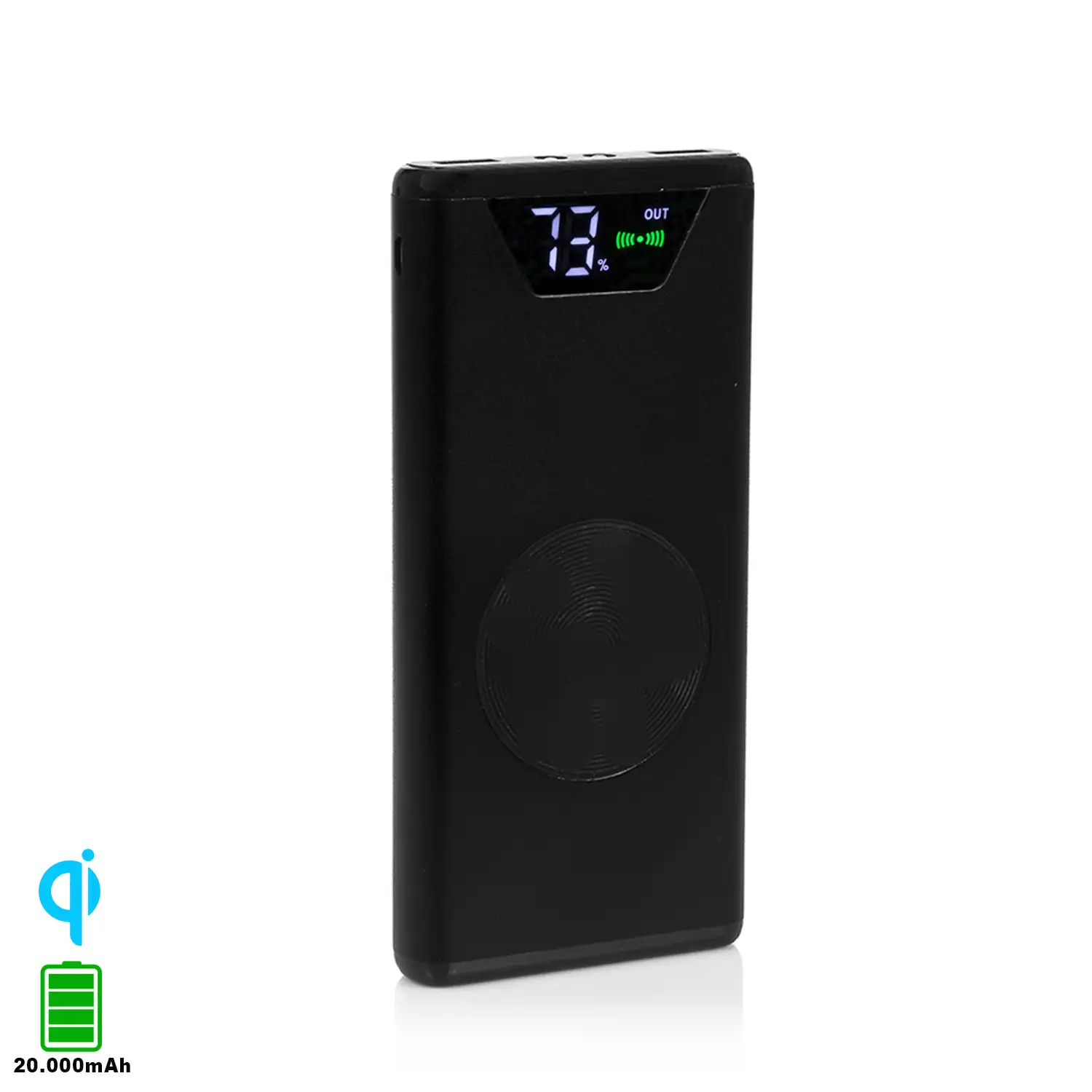 PowerBank P29 Inalámbrico Qi con display de 20.000 mAh con doble salida USB