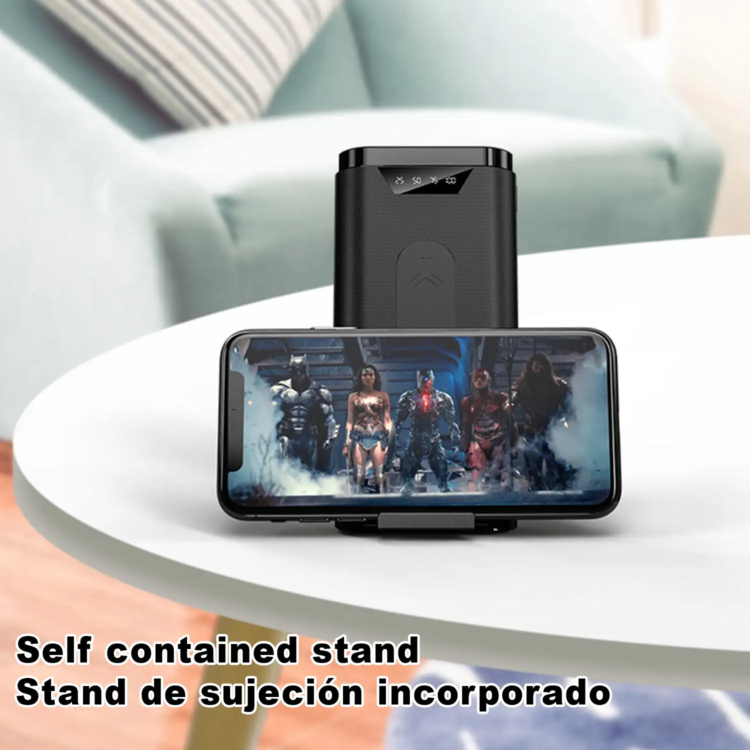 PowerBank con stand de sujeción inalámbrico Qi 20,000 mAh y doble salida USB 2A