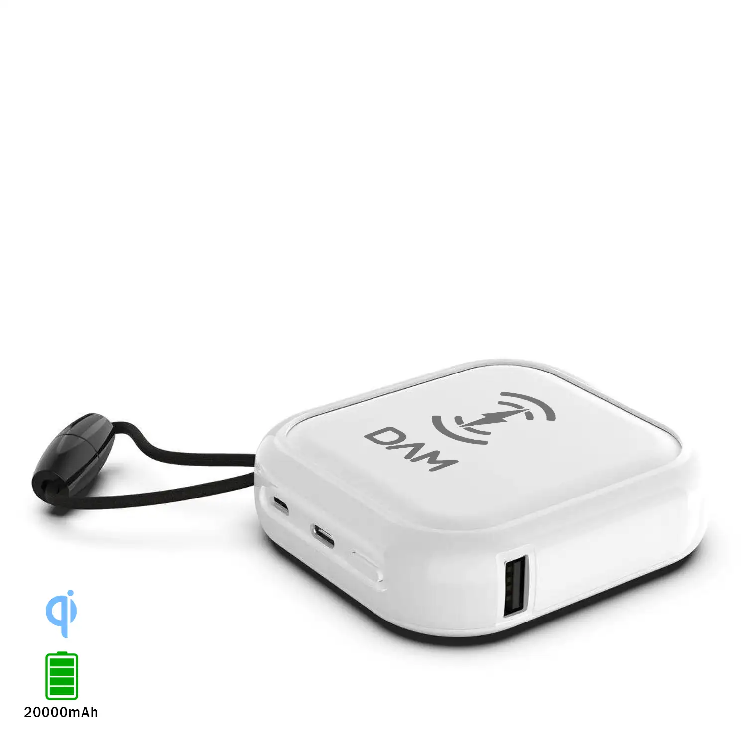 PowerBank inalámbrico Qi multiposición de 20.000 mAh, doble salida USB 2A