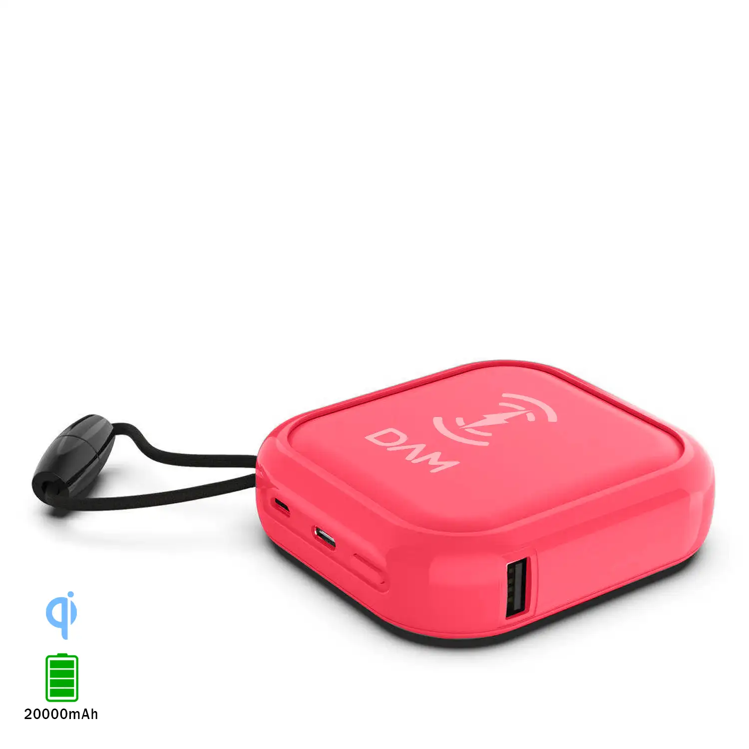 PowerBank inalámbrico Qi multiposición de 20.000 mAh, doble salida USB 2A