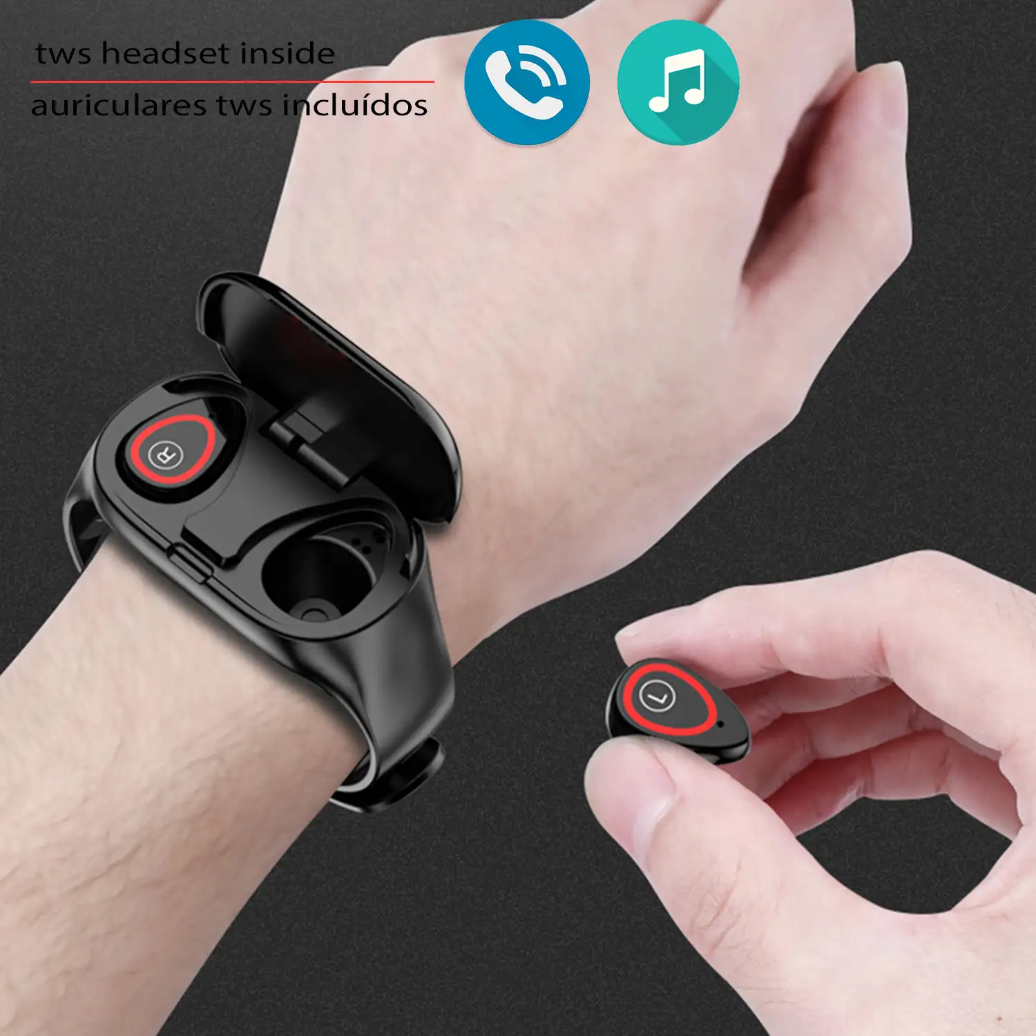 Brazalete inteligente AK M1 con auriculares Bluetooth TWS