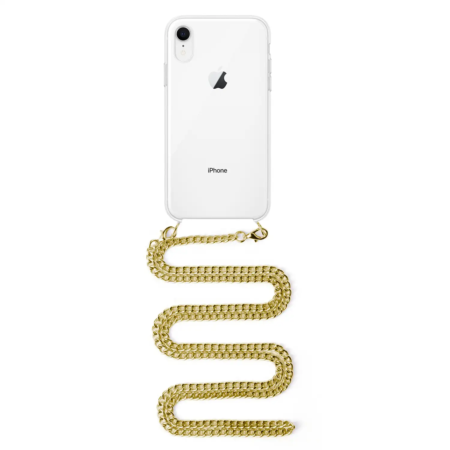 Funda Gel Transparente Borde Metal Dorado iPhone XR