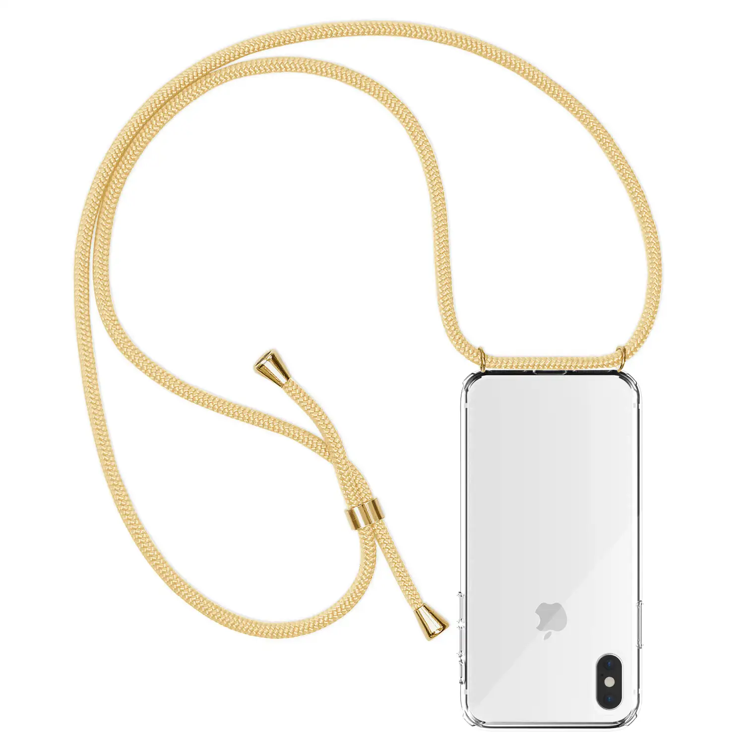Carcasa transparente iPhone XS Max con colgante de nylon. Accesorio de moda, ajuste perfecto y máxima protección