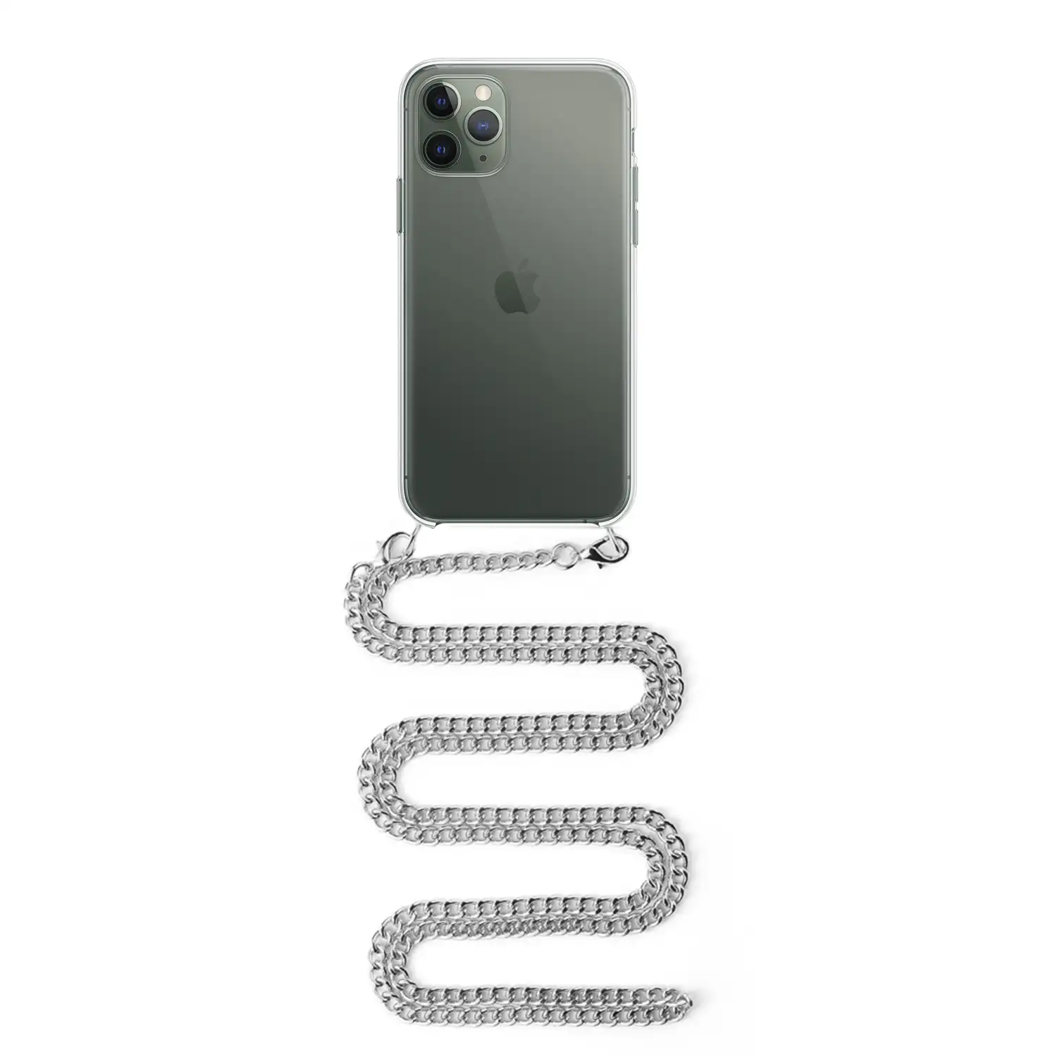 Carcasa transparente iPhone 11 Pro con colgante cadena metálica. Accesorio  de moda, ajuste perfecto y máxima