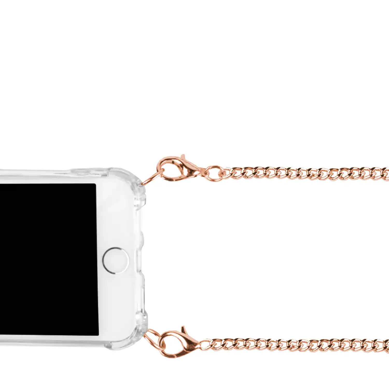 Carcasa transparente iPhone 11 Pro con colgante cadena metálica. Accesorio de moda, ajuste perfecto y máxima protección