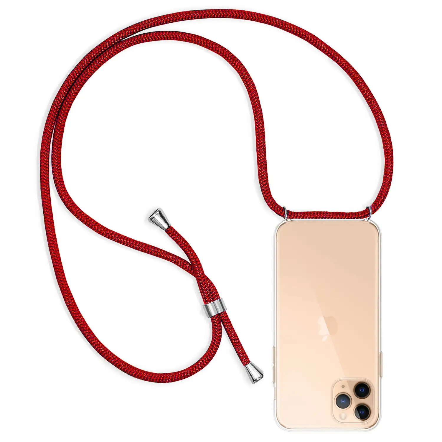 Carcasa transparente iPhone 11 Pro Max con colgante de nylon. Accesorio de moda, ajuste perfecto y máxima protección