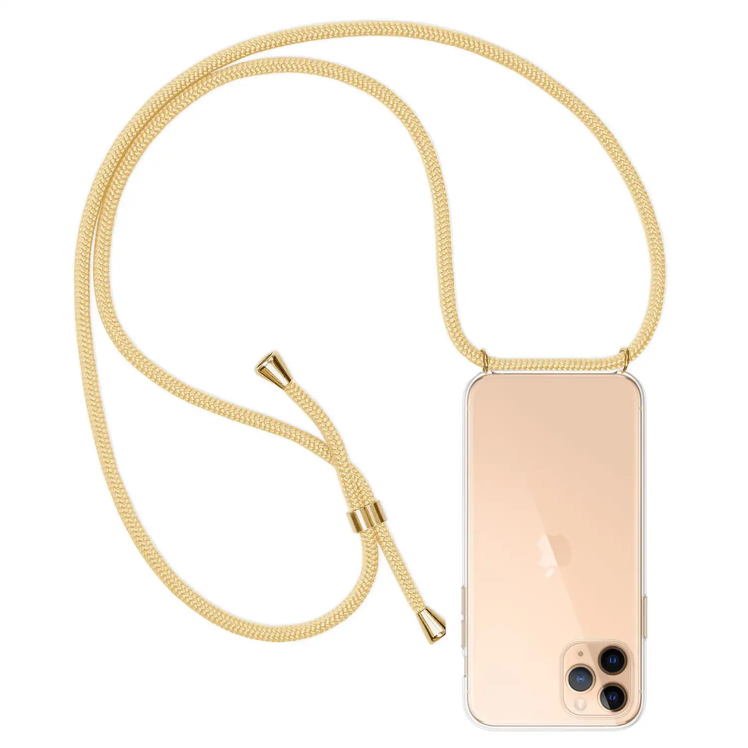 Carcasa transparente iPhone 11 Pro Max con colgante de nylon. Accesorio de moda, ajuste perfecto y máxima protección