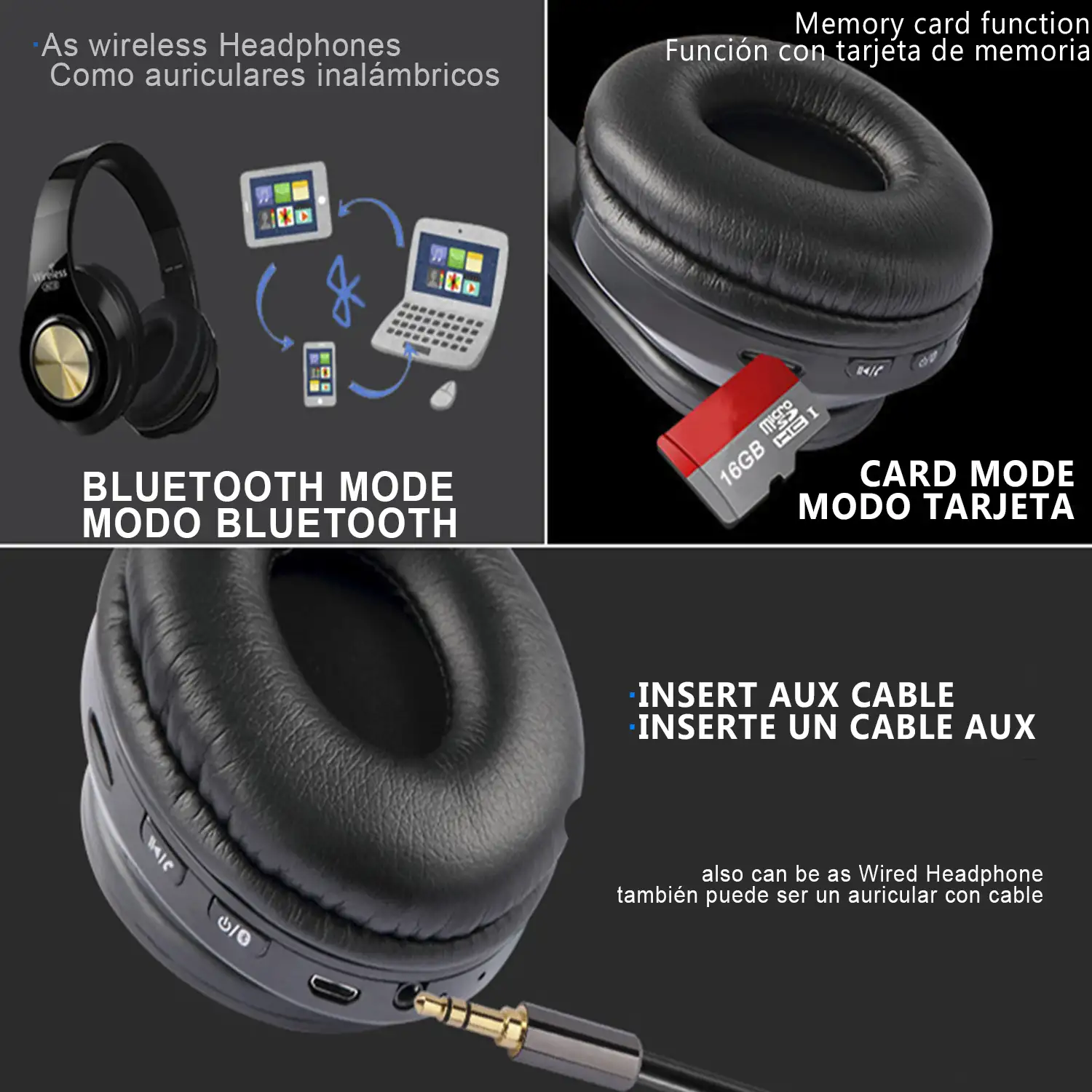 Auriculares inalámbricos Bluetooth Tarjeta De Memoria POP IT