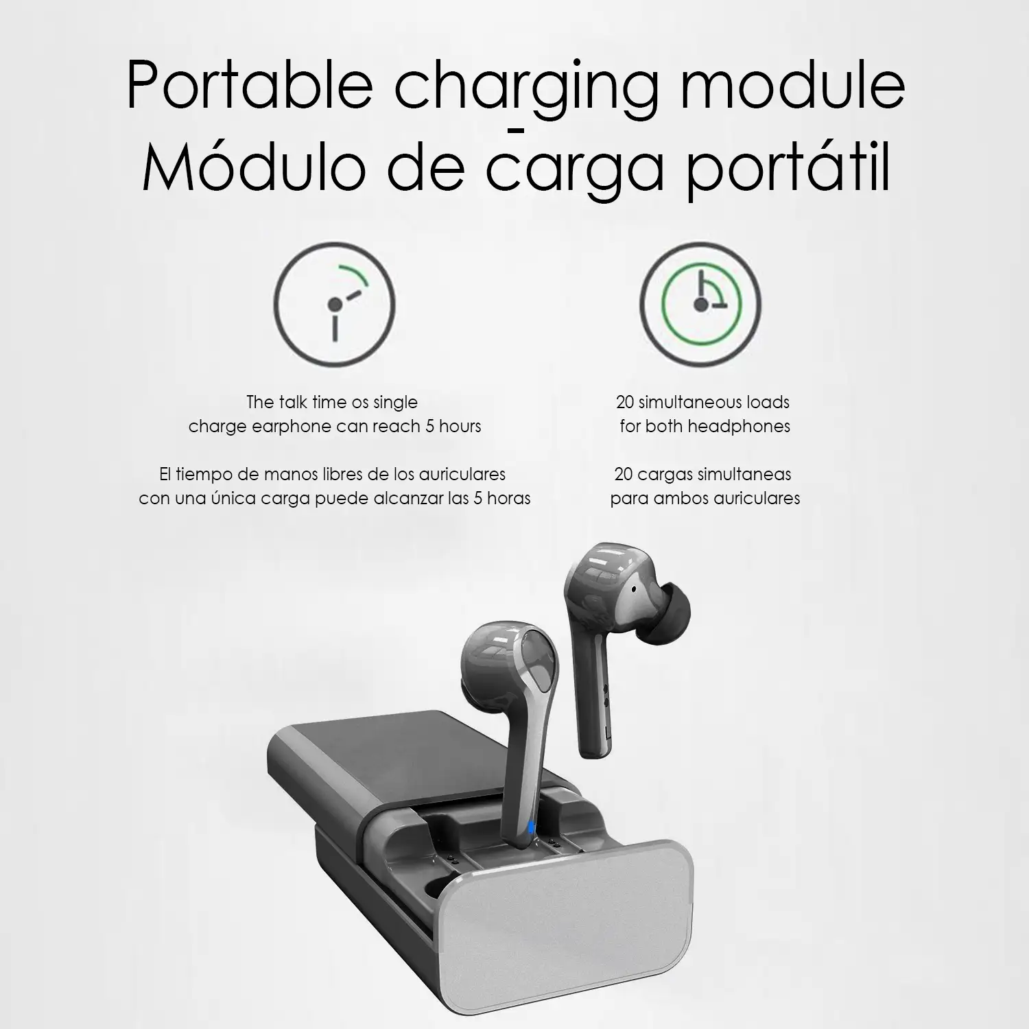 Auriculares G9 In-Ear Bluetooth 5.0 estéreo con base de carga de 3000mAh y powerbank