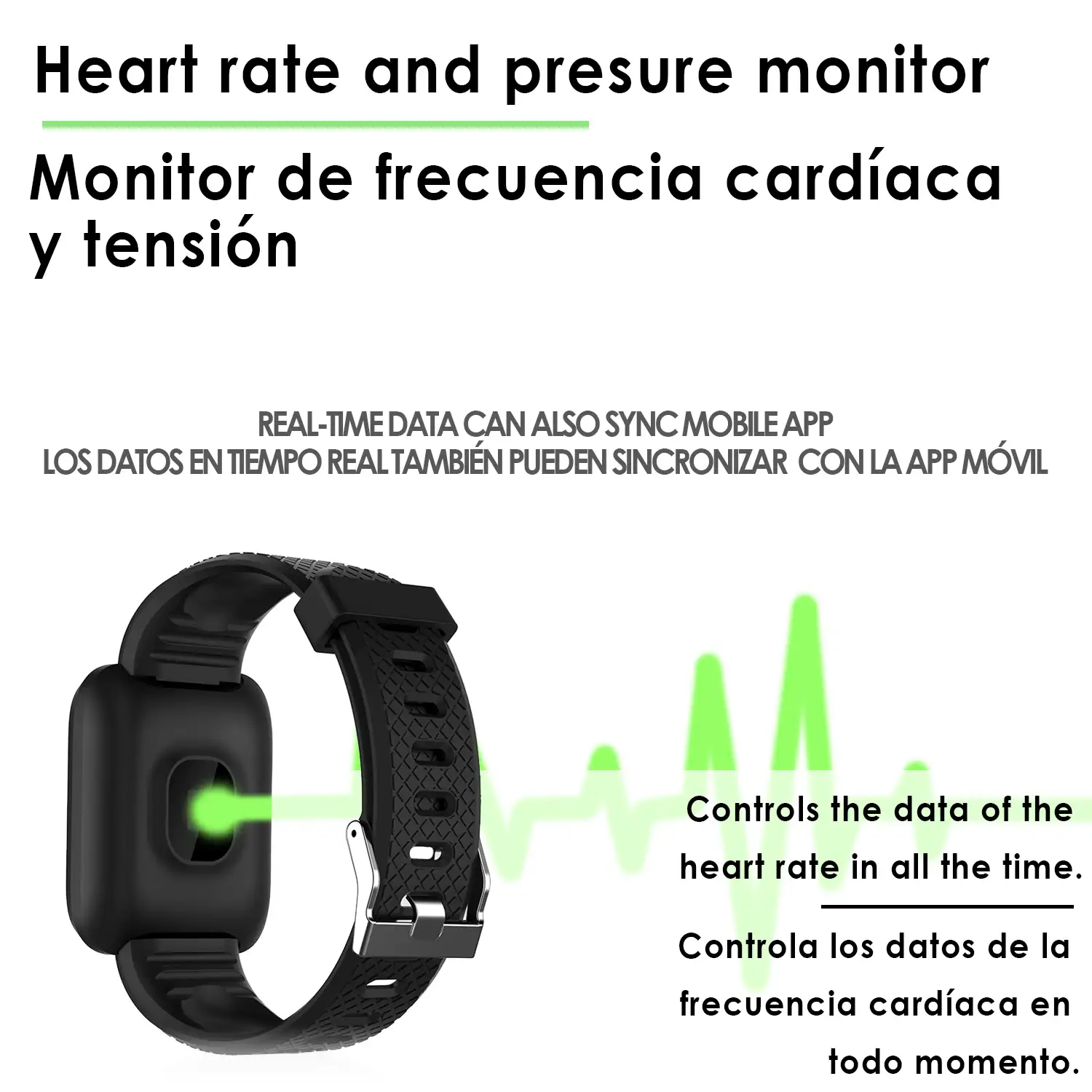 DAM .Brazalete inteligente ID116 Bluetooth 4.0 pantalla color, monitor cardiaco, pulso y modo multideporte