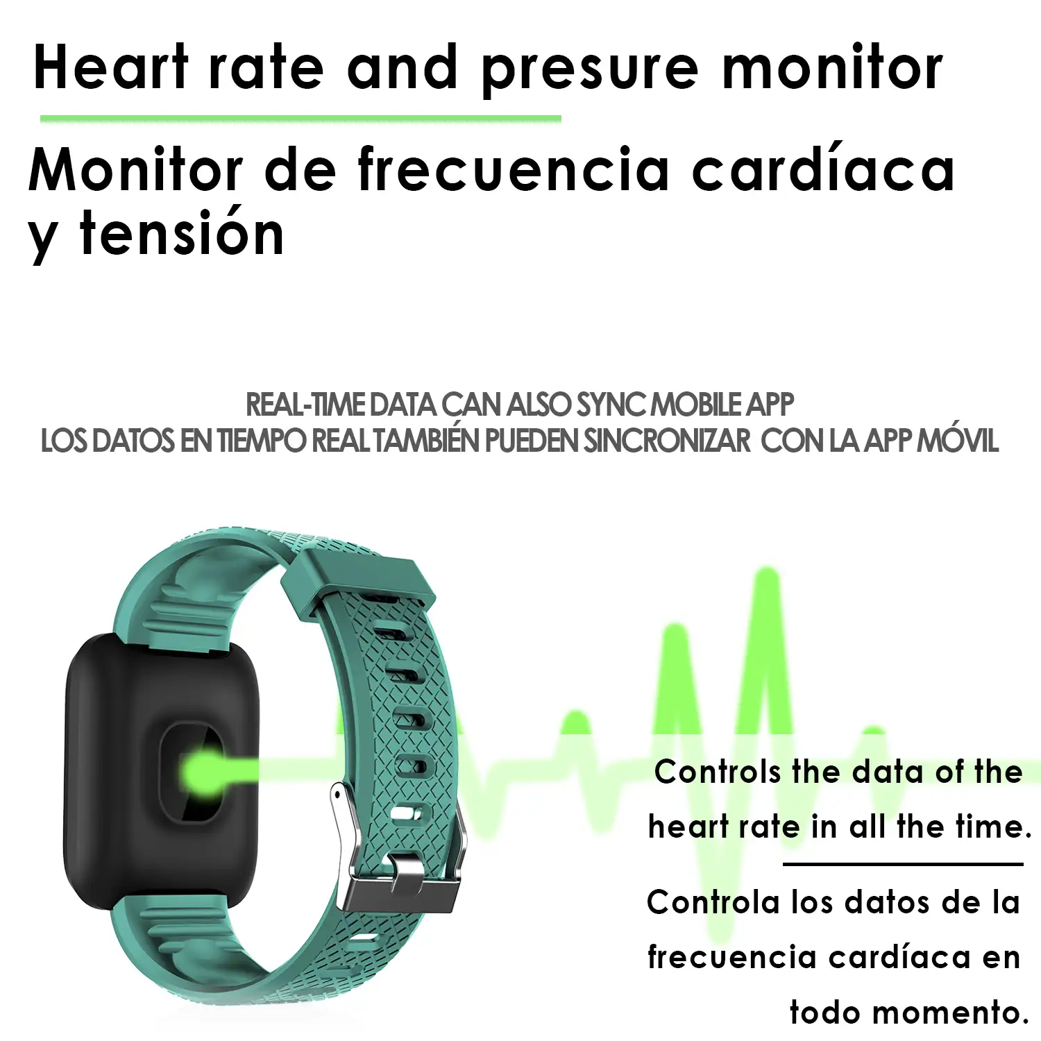 Brazalete inteligente ID116 Bluetooth 4.0 pantalla color, monitor cardiaco, pulso y modo multideporte