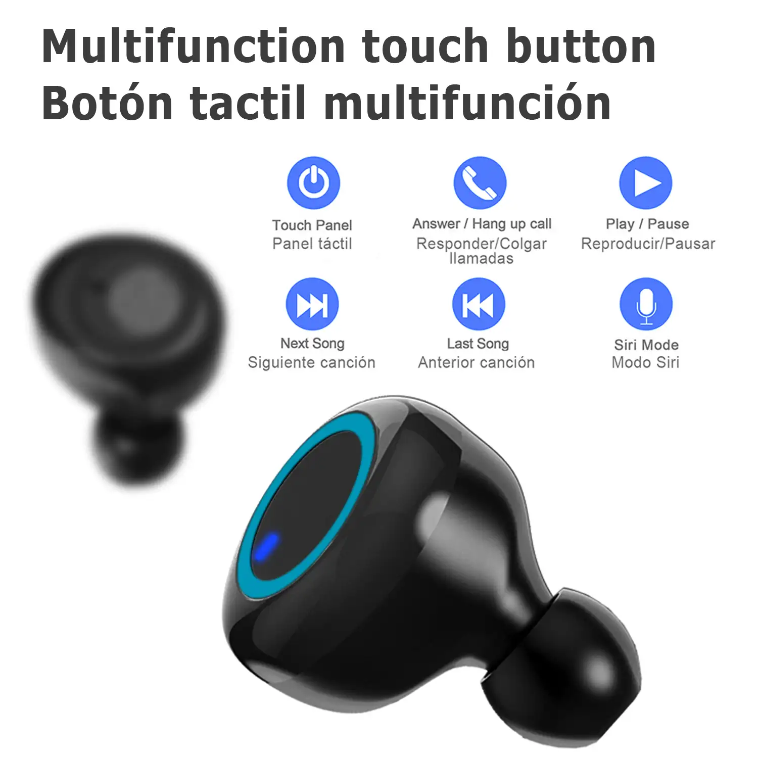 Auriculares DAM D10 TWS Bluetooth 5.0 táctiles con base de carga y acceso a Siri