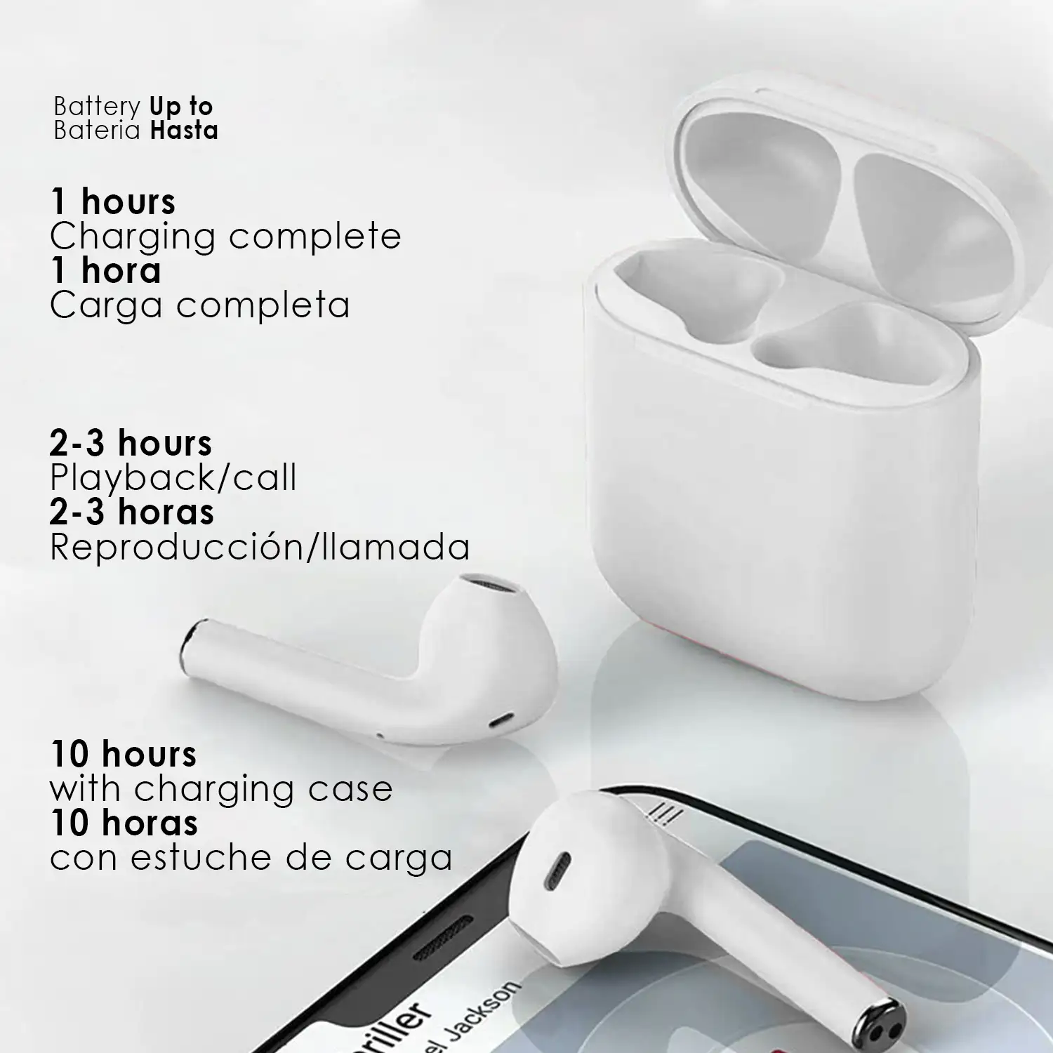 Auriculares DAM D120 TWS Bluetooth 5.0 táctiles con base de carga y sincronización automática con ventana emergente