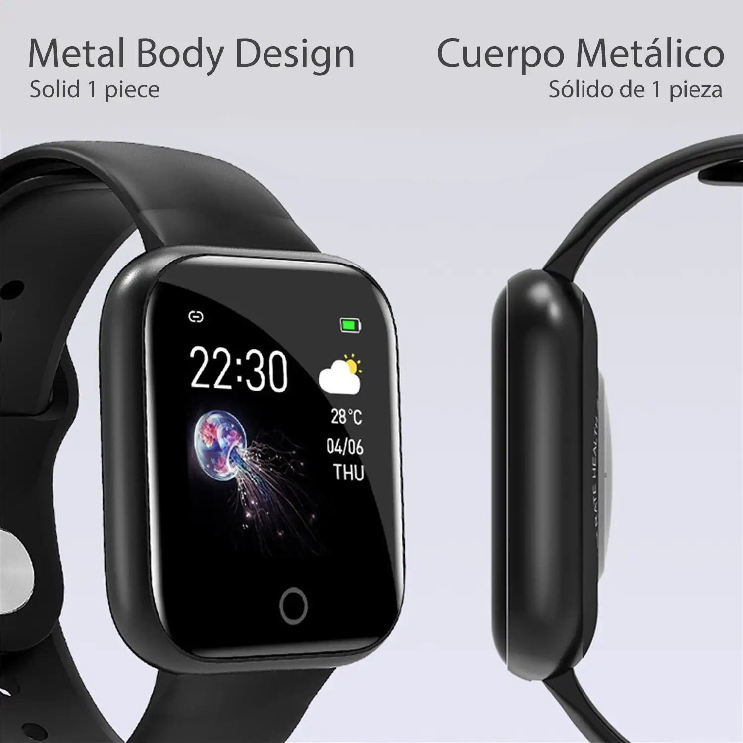 Smartwatch I5 con 5 modos deportivos, oxígeno en sangre, pulso, notificaciones iOS y Android.