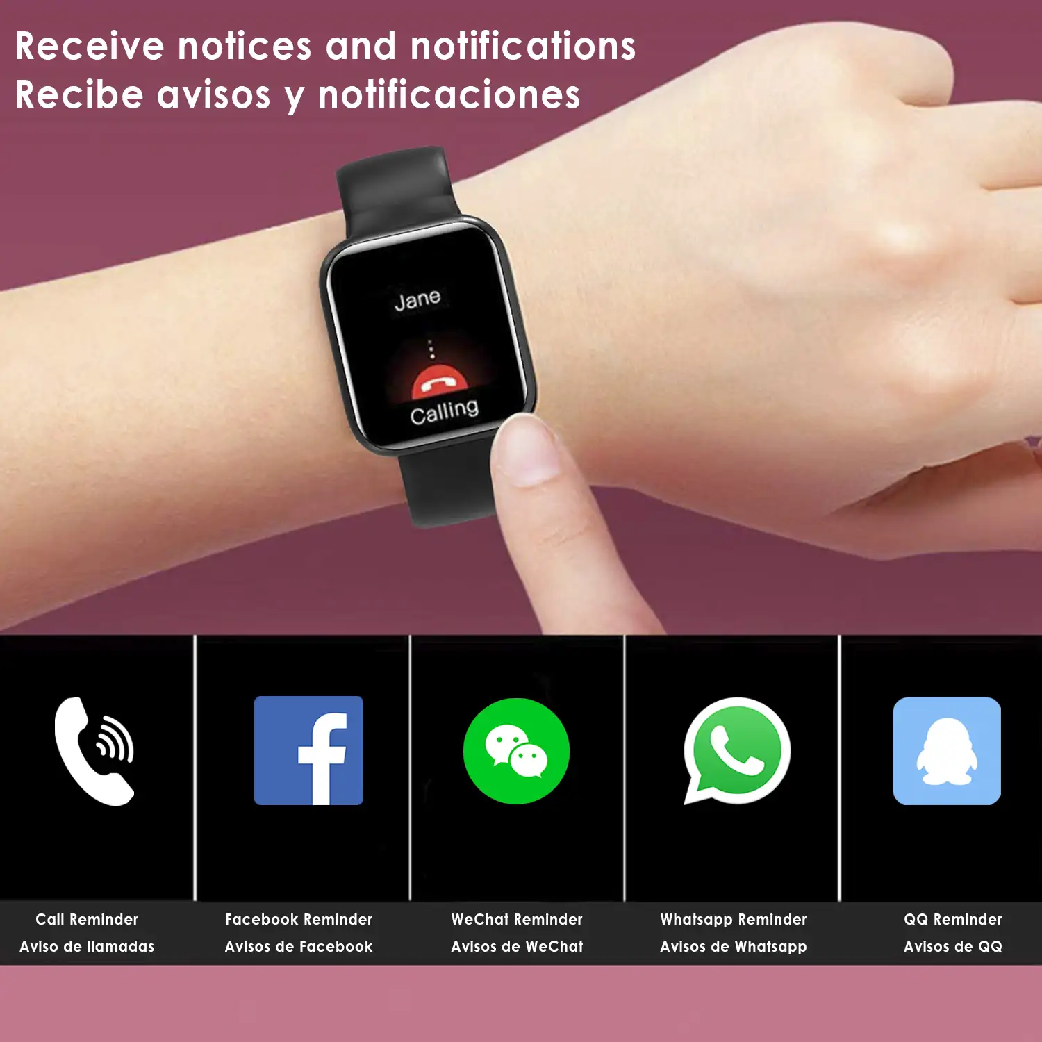 Smartwatch I5 con 5 modos deportivos, oxígeno en sangre, pulso, notificaciones iOS y Android.