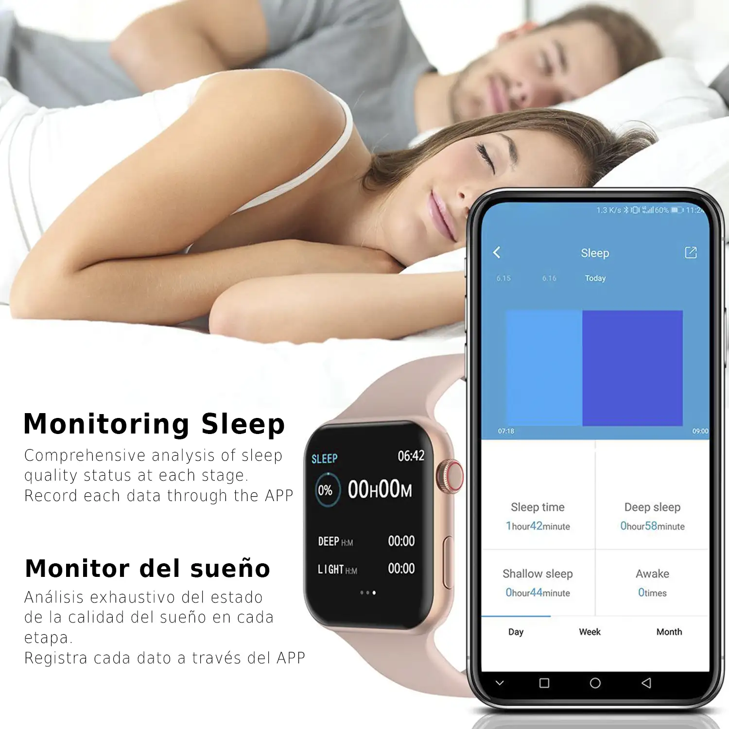 Smartwatch F10 con 8 modos deportivos, oxígeno en sangre, pulso, notificaciones iOS y Android