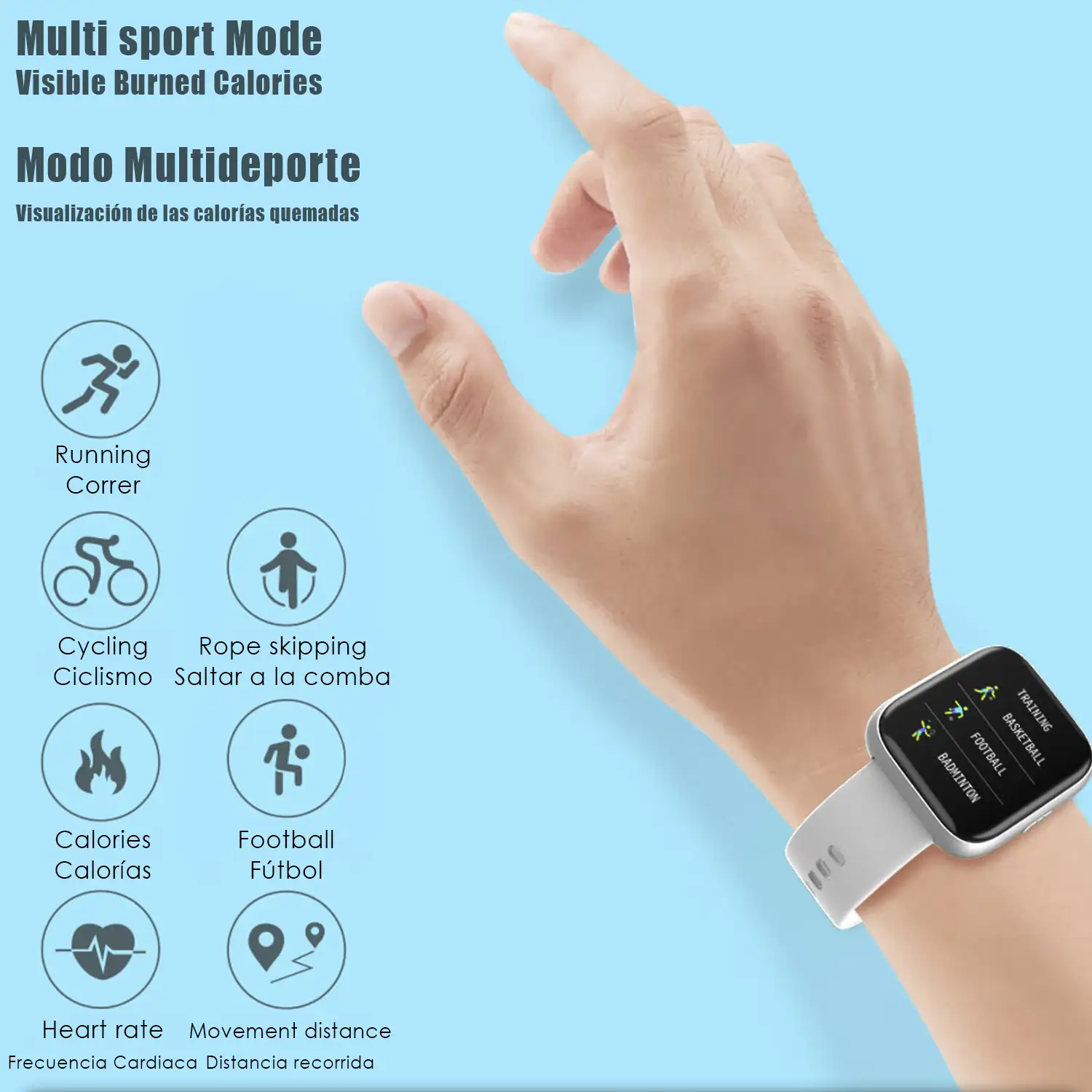 Smartwatch P6 con 7 modos deportivos, oxígeno en sangre, pulso, notificaciones iOS y Android