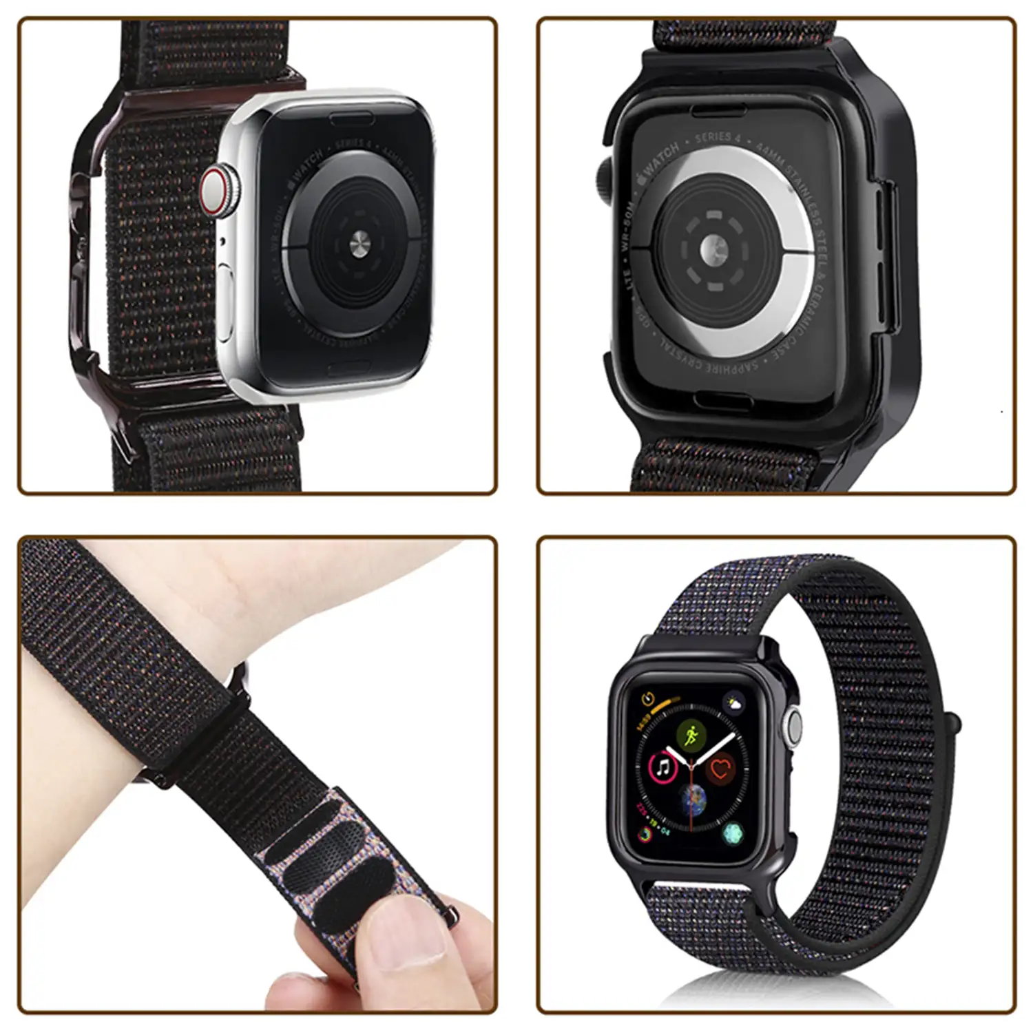 Correa de Nylon con carcasa rígida y cierre de velcro compatible iWatch 40mm