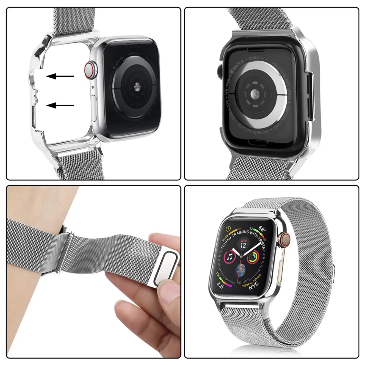 Correa milanesa con carcasa rígida y cierre magnético compatible iWatch 44mm