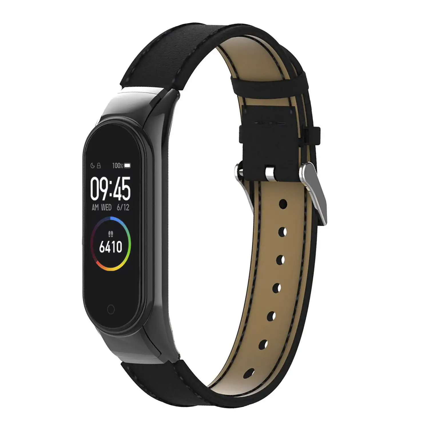 Correa de cuero genuino con carcasa metalica compatible con Xiaomi Band M3 y M4