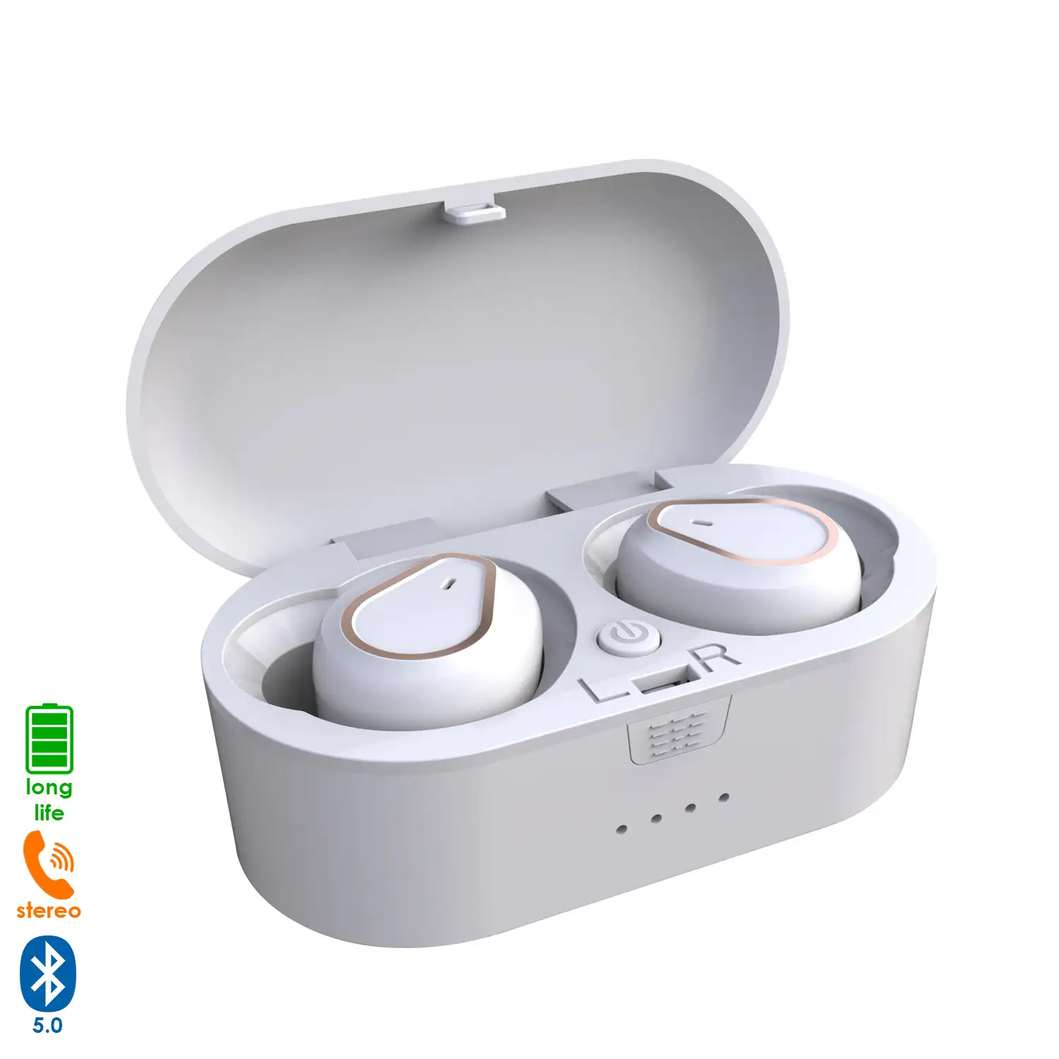 Auriculares TWS 207 Bluetooth 5.0 con base de carga de 350mAh