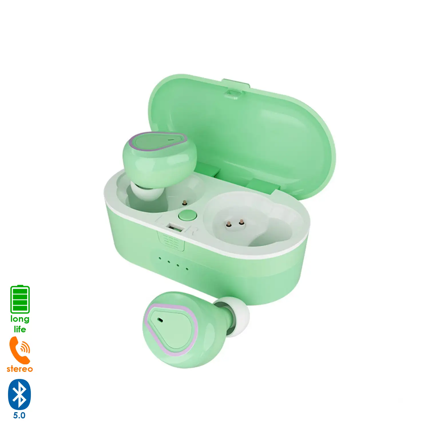 Auriculares TWS 207 Bluetooth 5.0 con base de carga de 350mAh