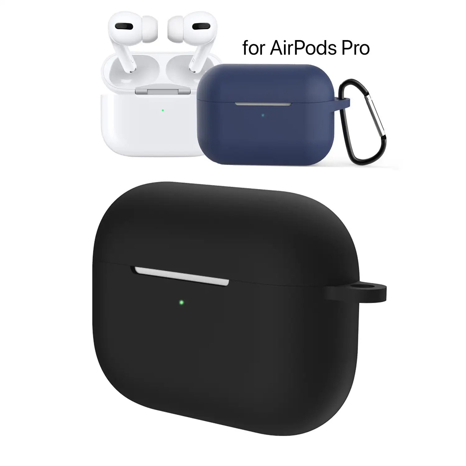 Funda de silicona para base de carga de AirPods Pro, con mosquetón