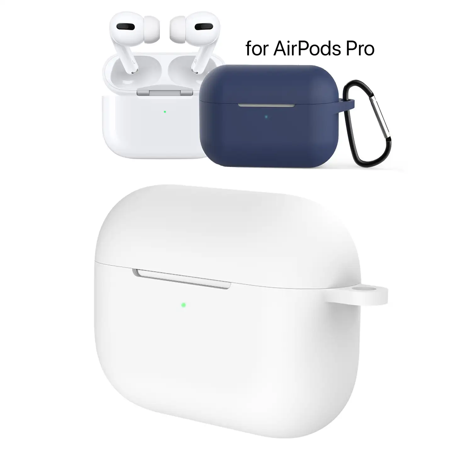 Funda de silicona para base de carga de AirPods Pro, con mosquetón