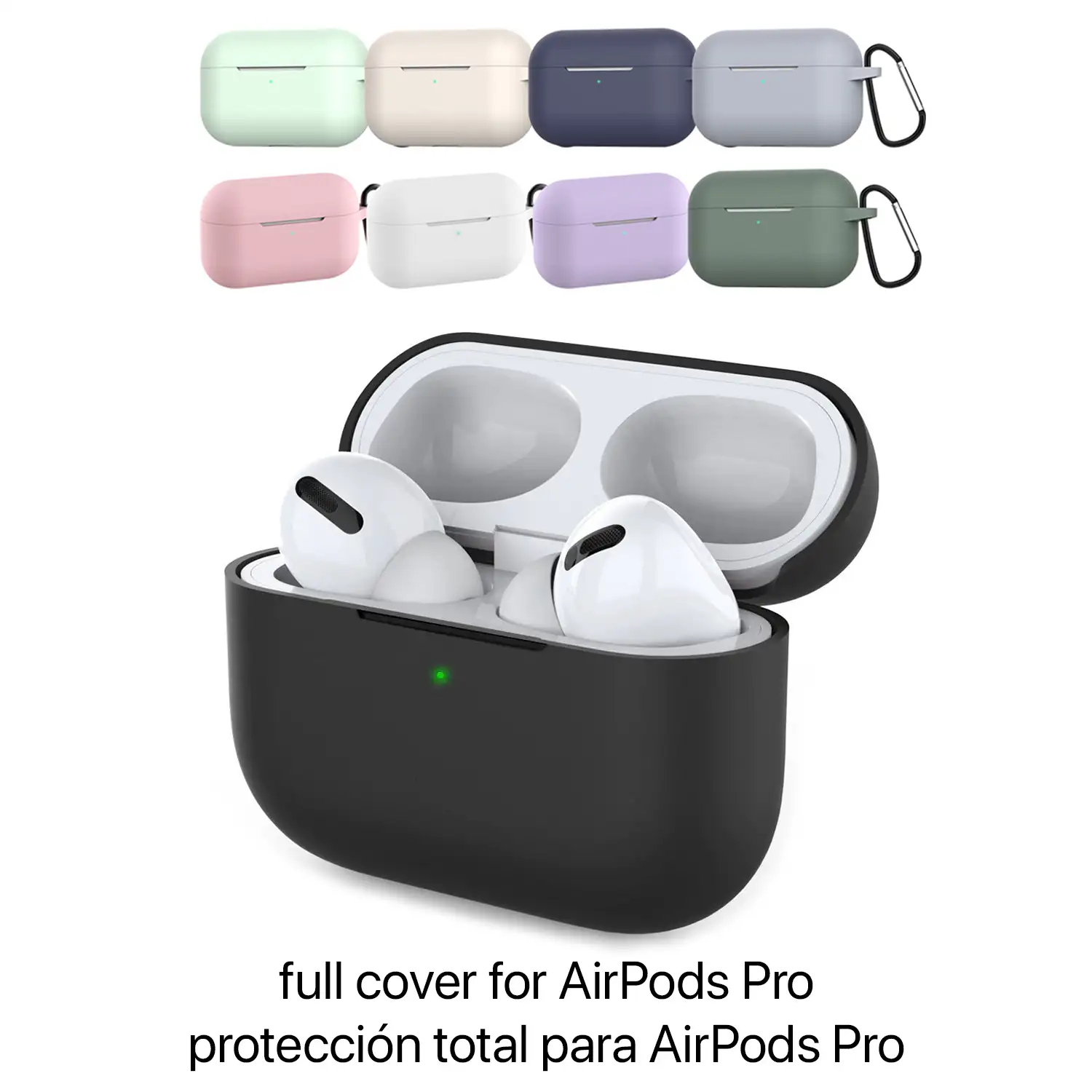 Funda de silicona para base de carga de AirPods Pro, con mosquetón