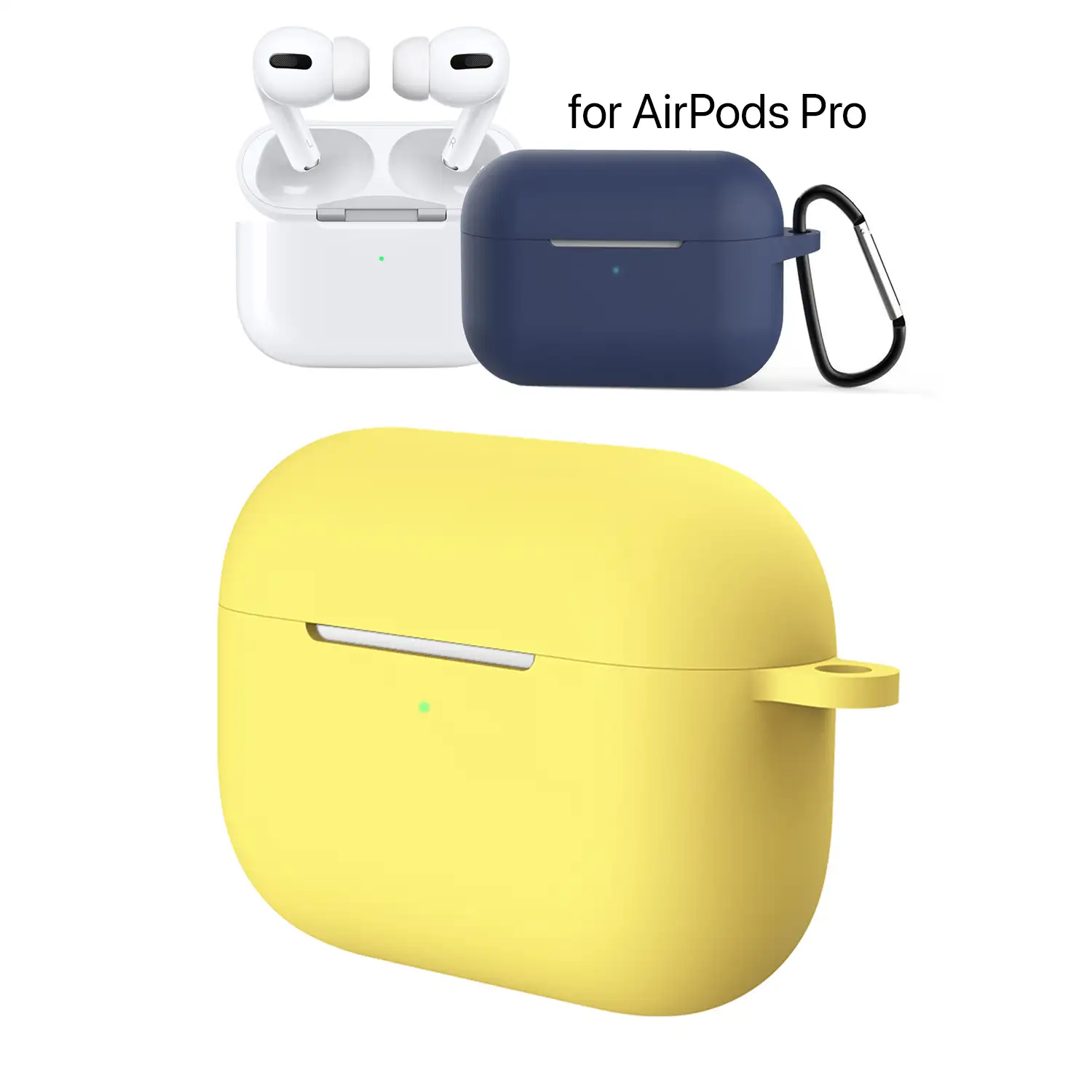 Funda de silicona para base de carga de AirPods Pro, con mosquetón