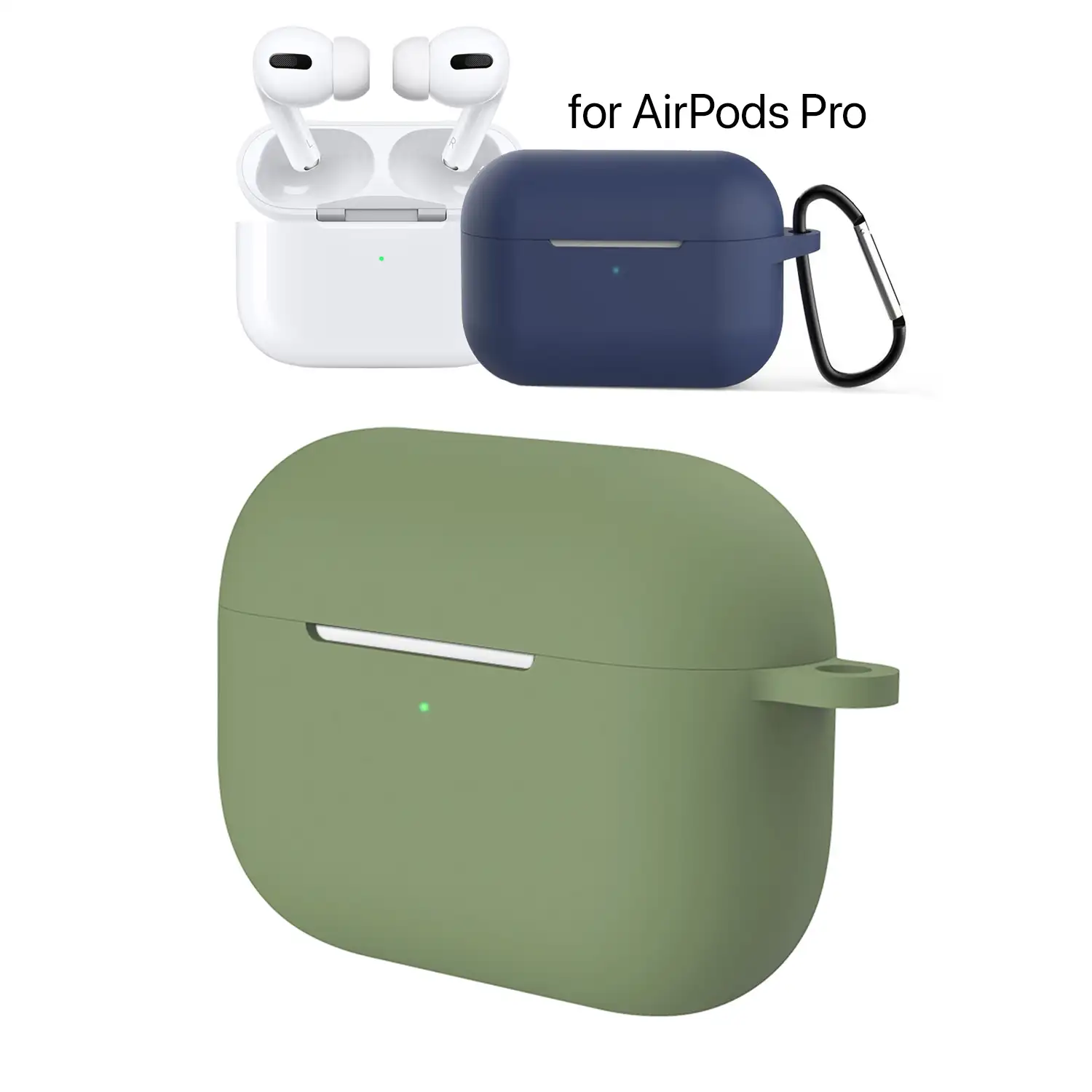 Funda de silicona para base de carga de AirPods Pro, con mosquetón