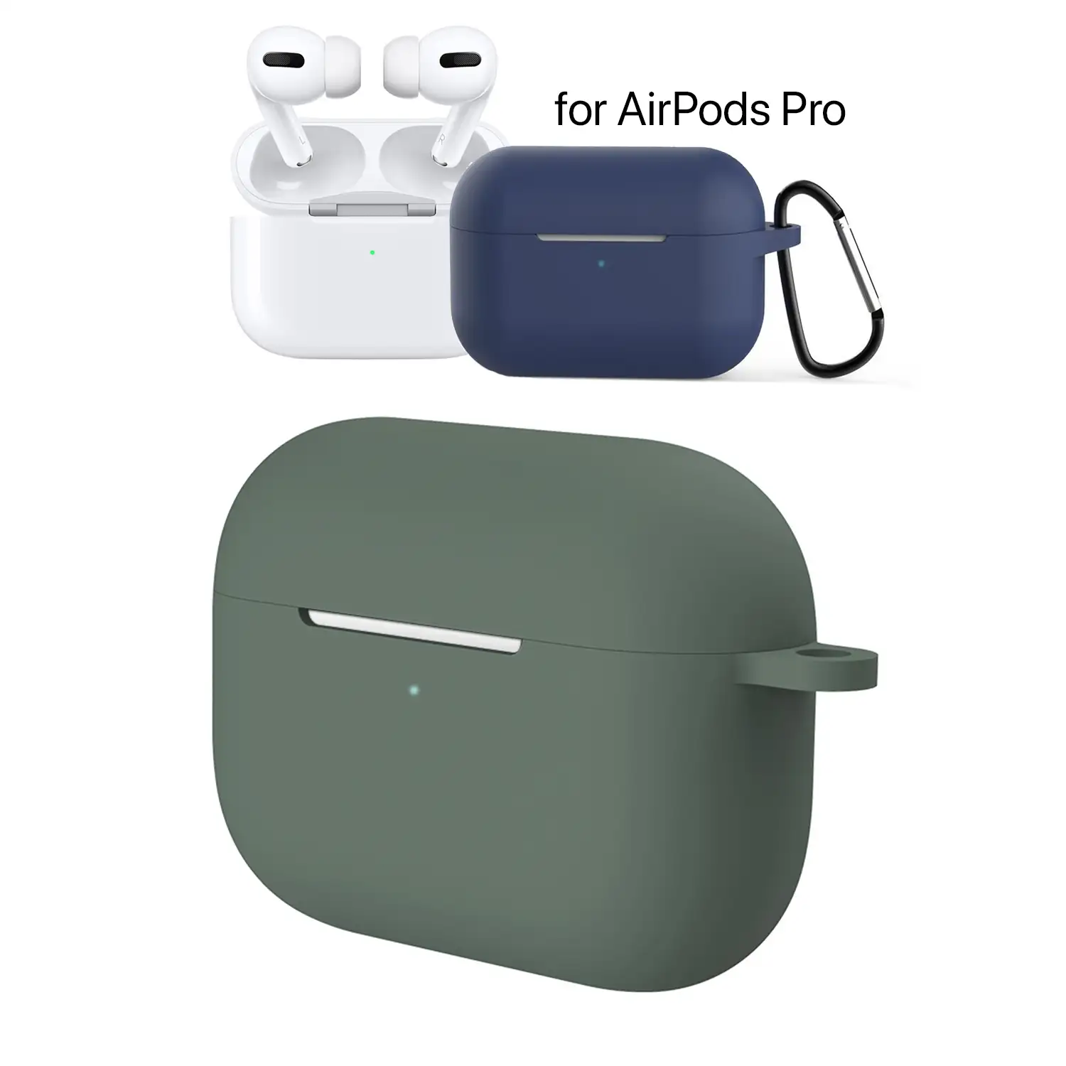 Funda de silicona para base de carga de AirPods Pro, con mosquetón