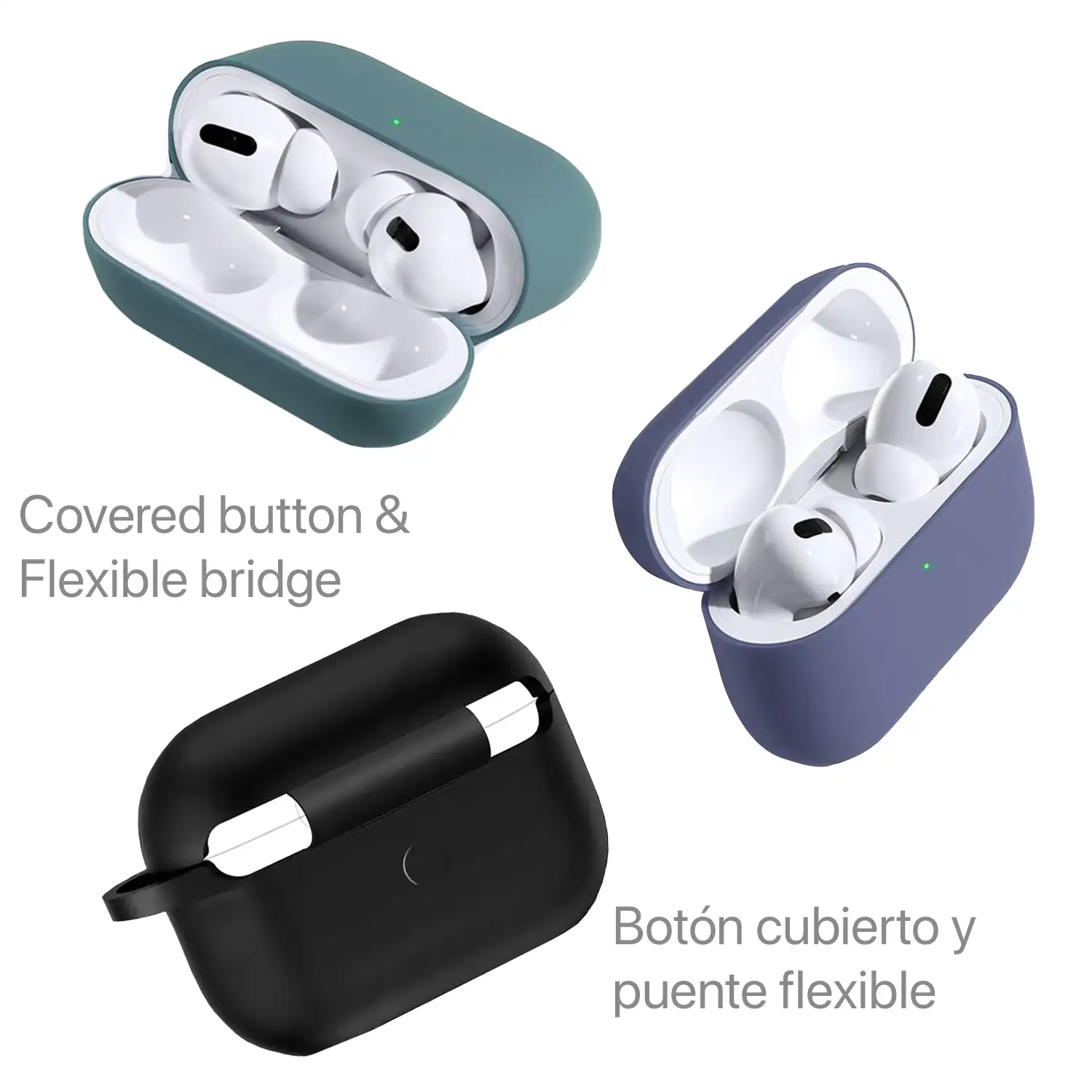 Funda de silicona para base de carga de AirPods Pro, con mosquetón