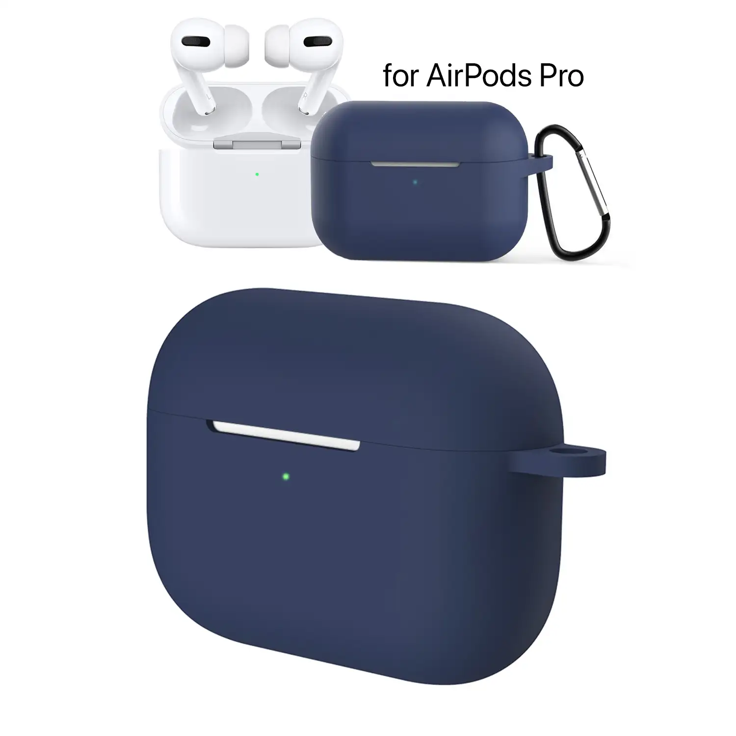 Funda de silicona para base de carga de AirPods Pro, con mosquetón