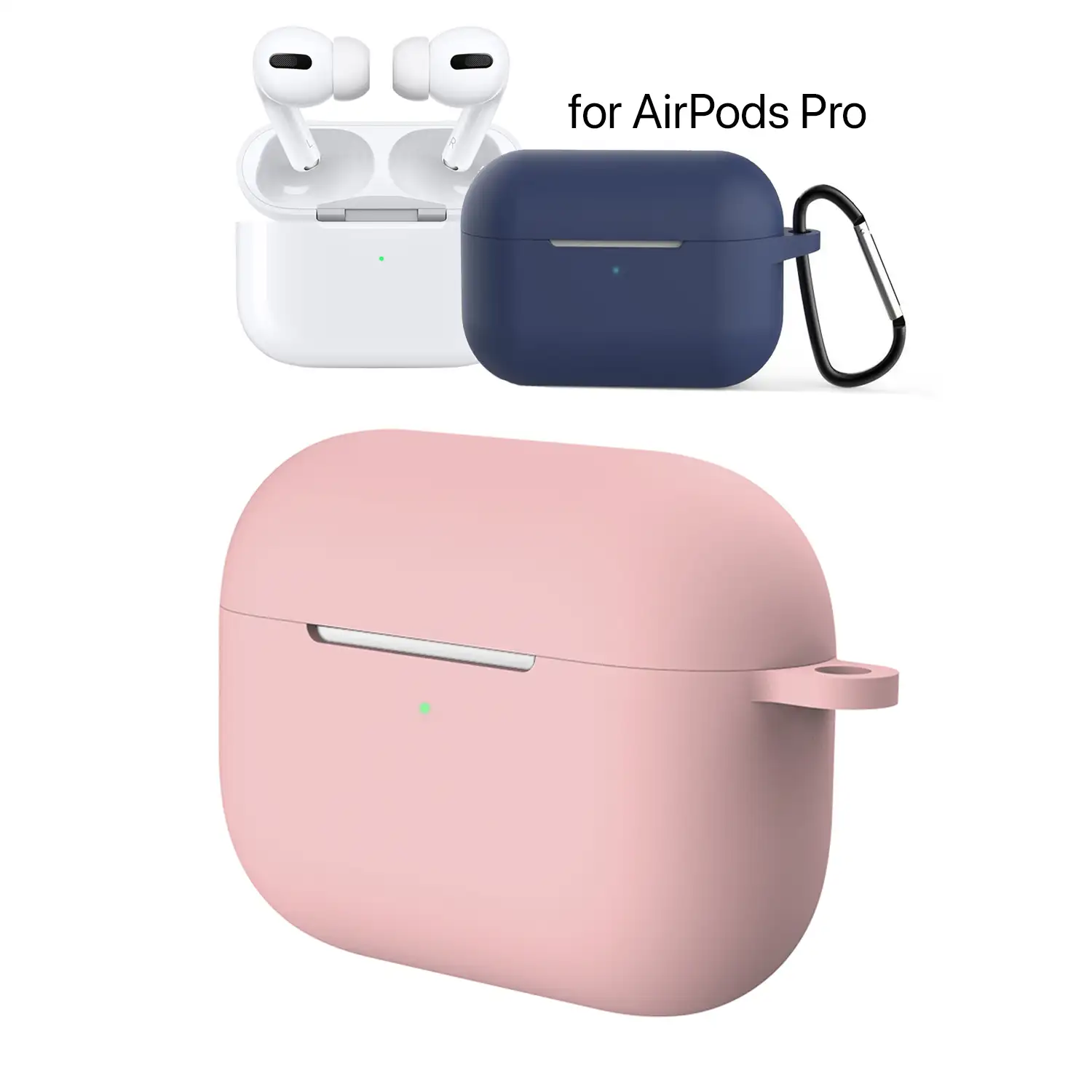 Funda de silicona para base de carga de AirPods Pro, con mosquetón