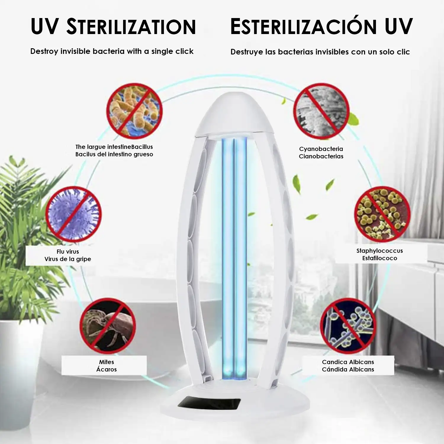 Mini esterilizador portátil para desinfección con luz led ultravioleta