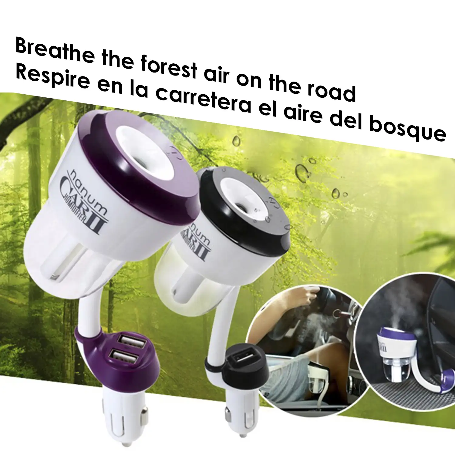 Humidificador con aroma para coches con cargador USB