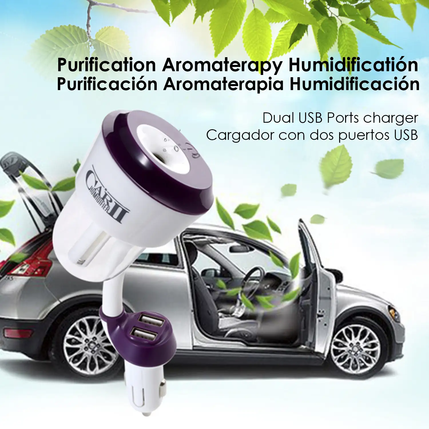 Humidificador con aroma para coches con cargador USB