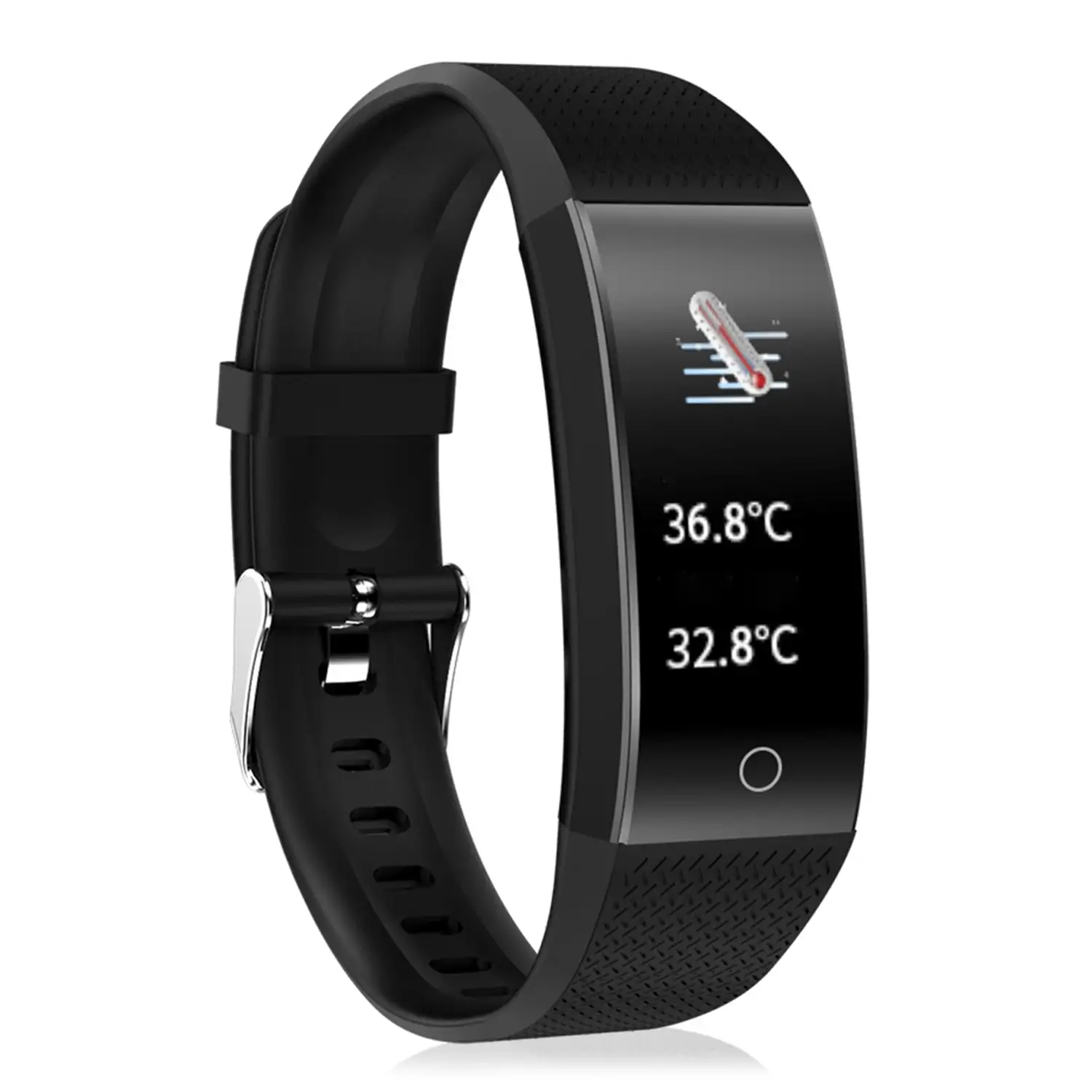 Brazalete inteligente QW18T con medición de temperatura corporal, monitor cardíaco y modo multideporte.