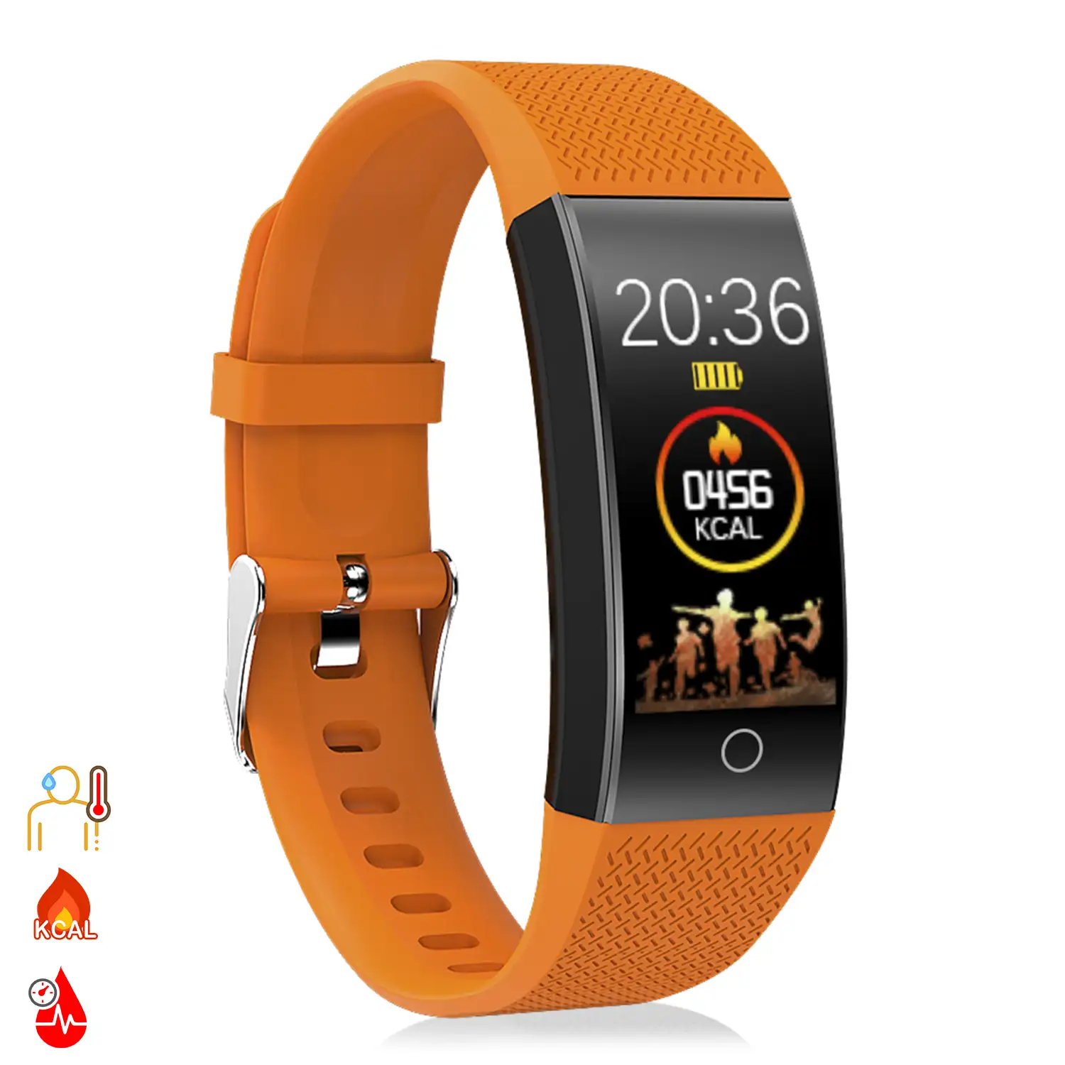 Brazalete inteligente QW18T con medición de temperatura corporal, monitor cardíaco y modo multideporte.